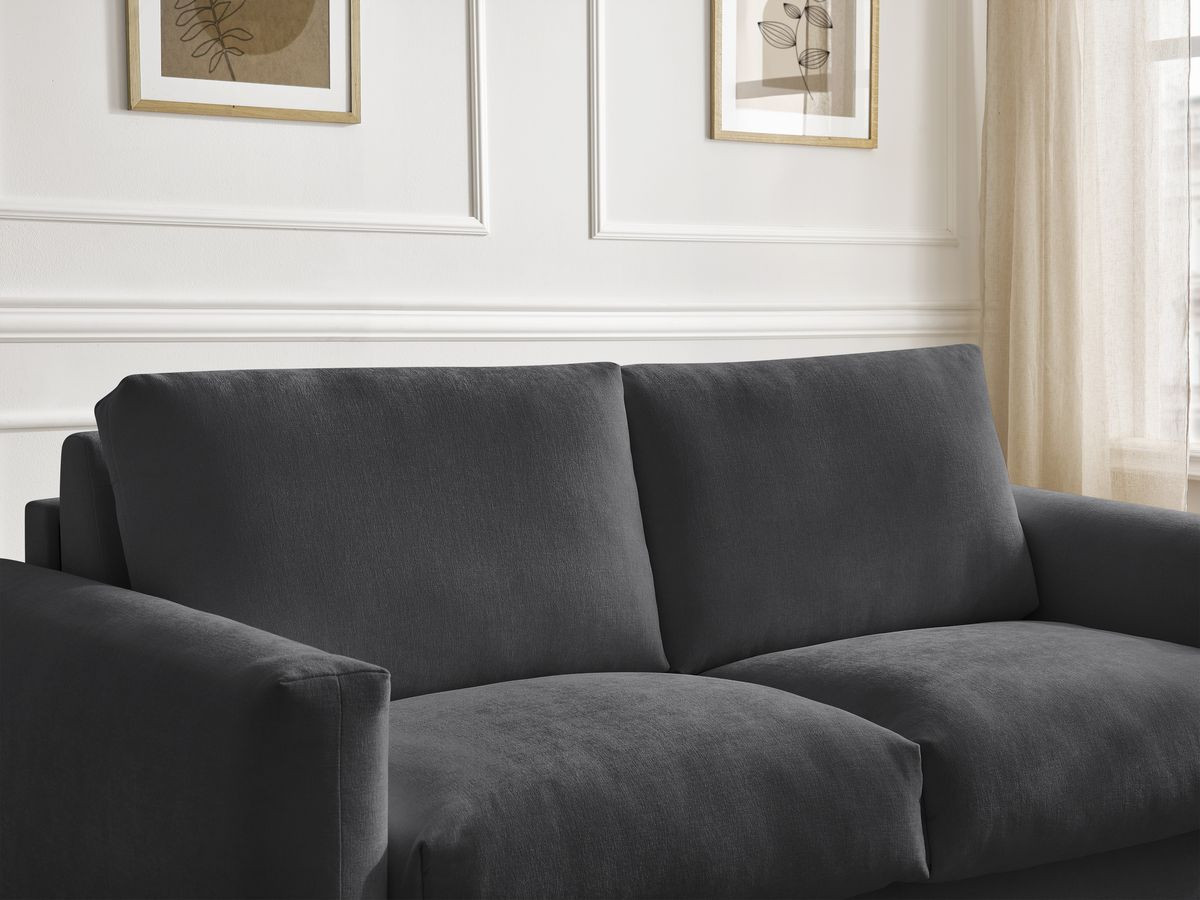 Bobochic Cocoone Schlafsofa 3-Sitzer Stoff Schwarz, Liegefläche 140 × 200 cm