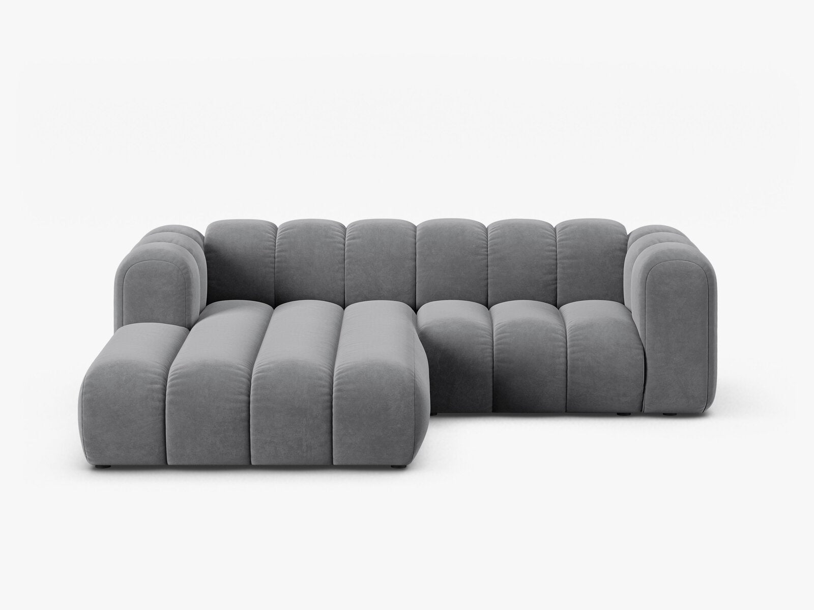 Micadoni Modulares Ecksofa Lupine 3-Sitzer Links Samt Salvador Grau