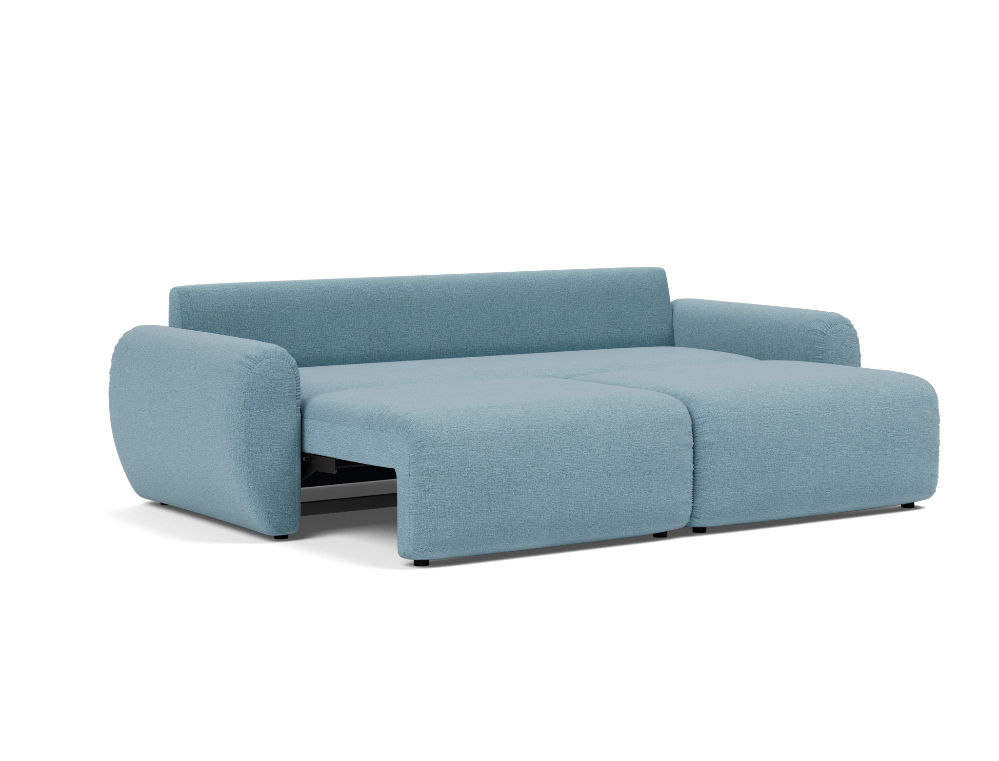 Schlafsofa Norum mit Curve-Armlehnen Flachgewebe Mixed Dance 525-Light-Blue