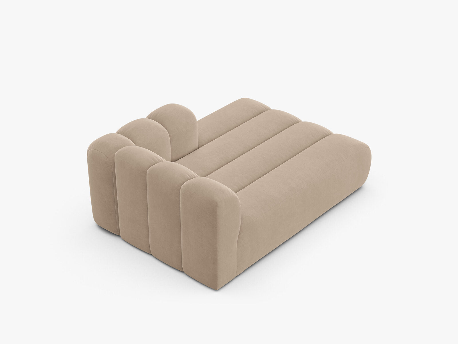 Micadoni Recamiere Lupine 2-Sitzer Samt Venus Beige Rechts