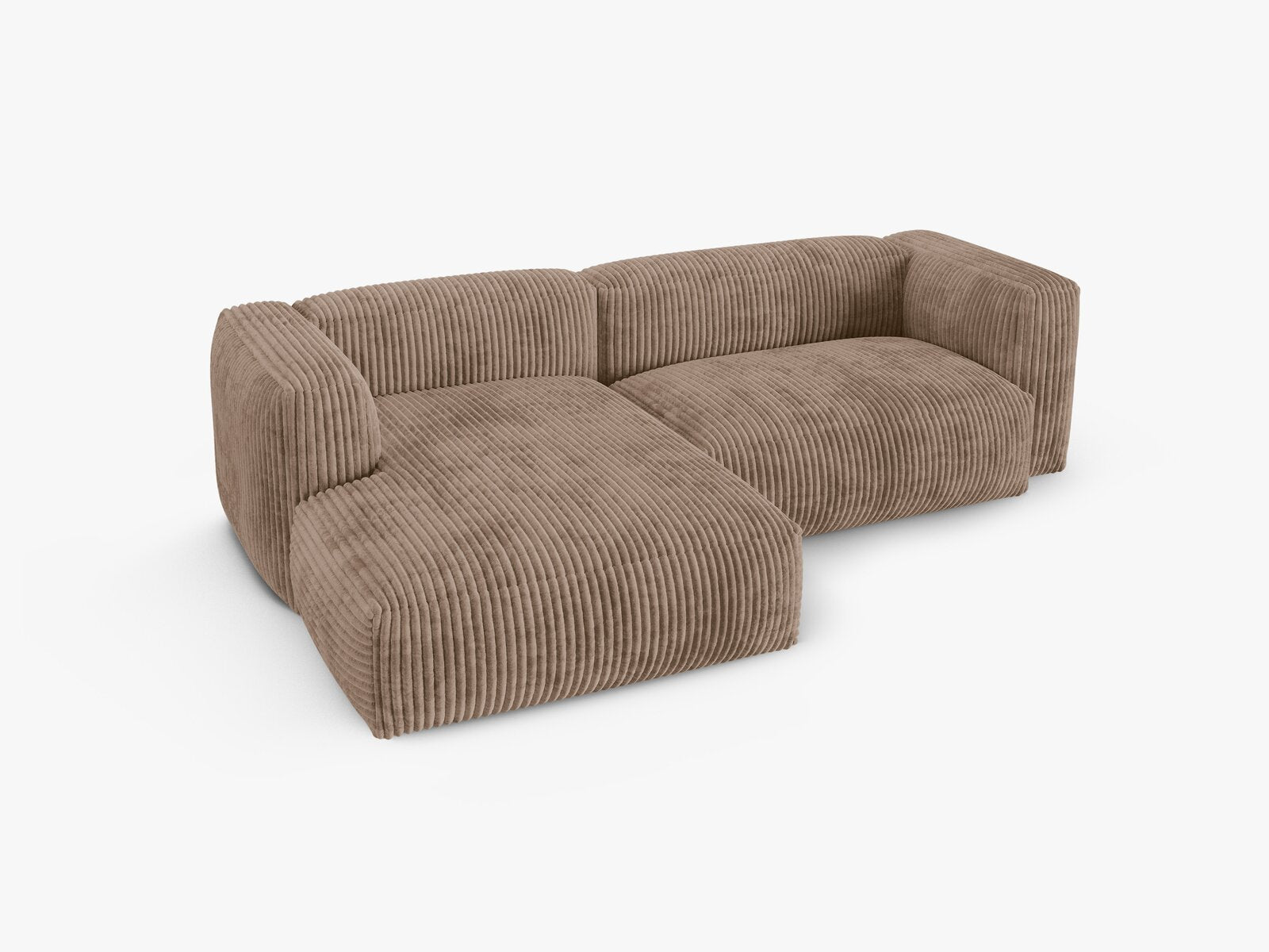Micadoni Ecksofa Martina 2-Sitzer 90cm Sitztiefe Links Kord Tilia Eichel