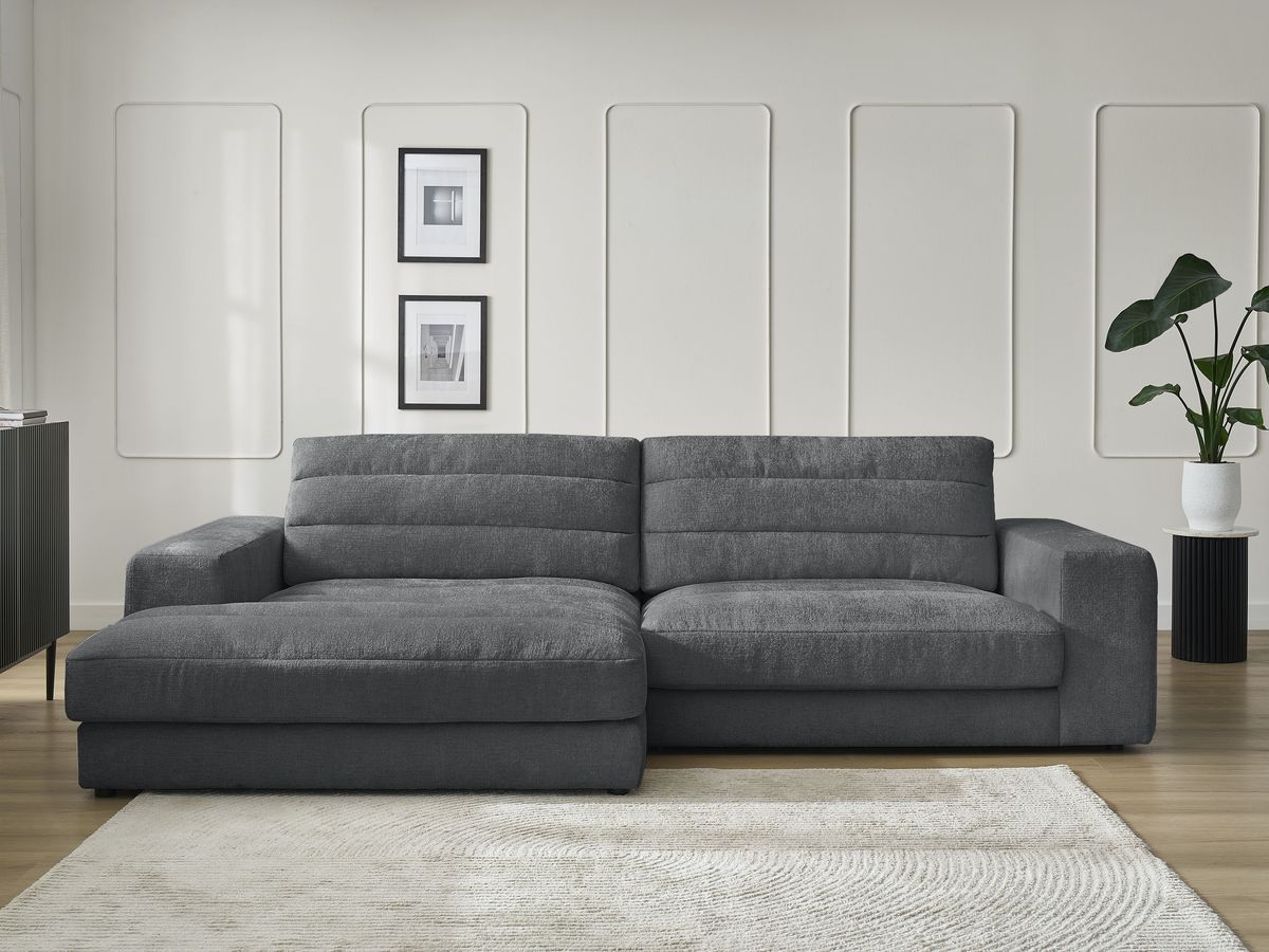 Bobochic Sierra Ecksofa Strukturstoff Dunkelgrau Ecke links