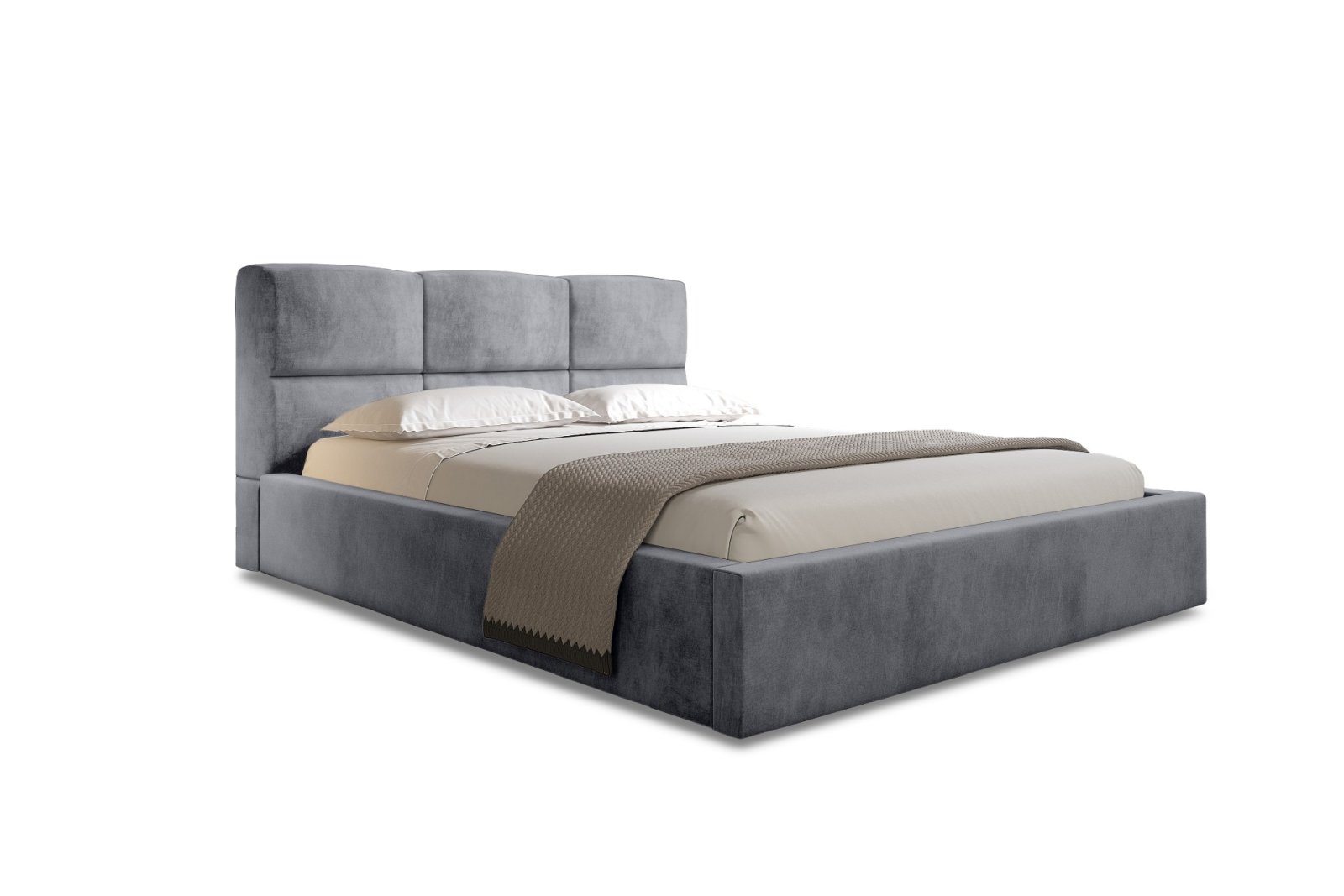 Polsterbett Portoza Samtstoff 140x200 mit Metallrahmen Macau Ash