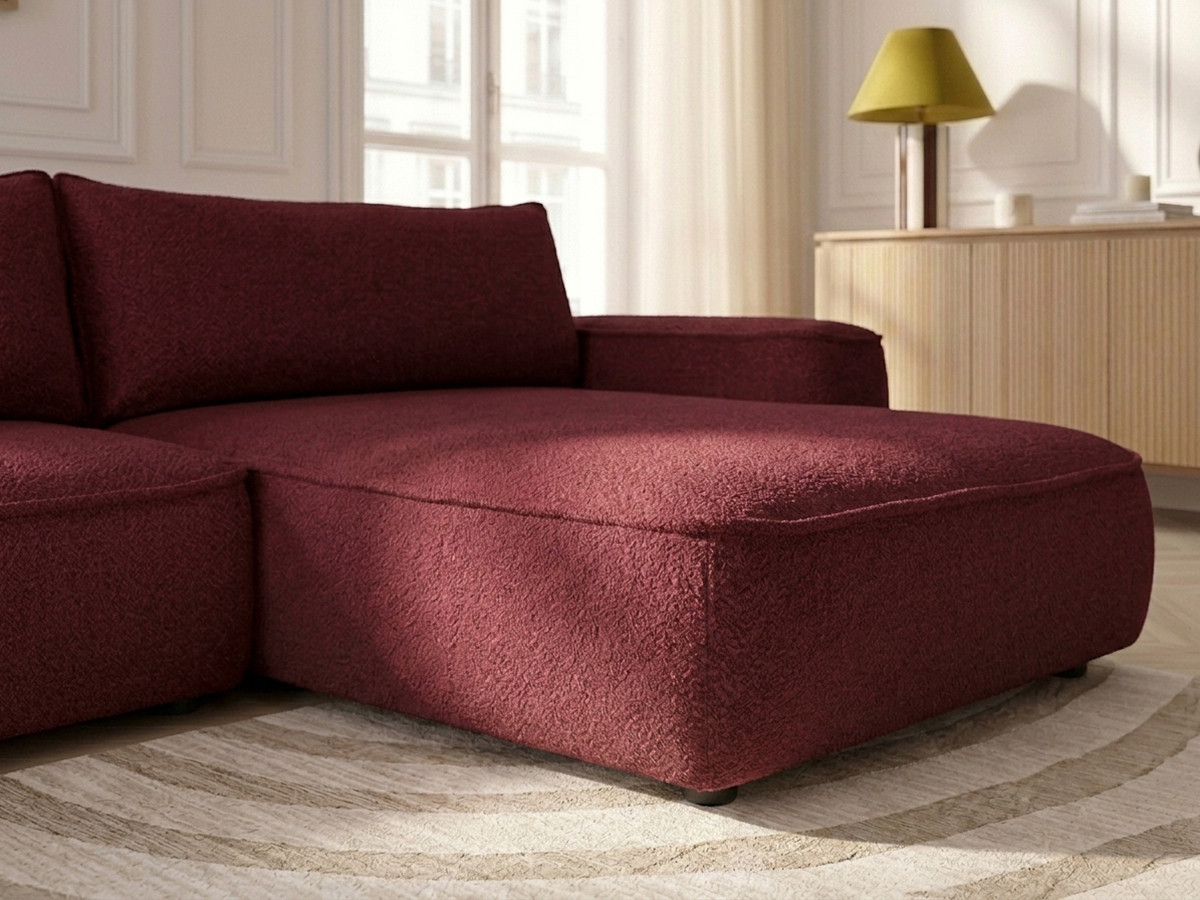 Bobochic Honore Ecksofa mit Schlaffunktion und Bettkasten Chenille Rot