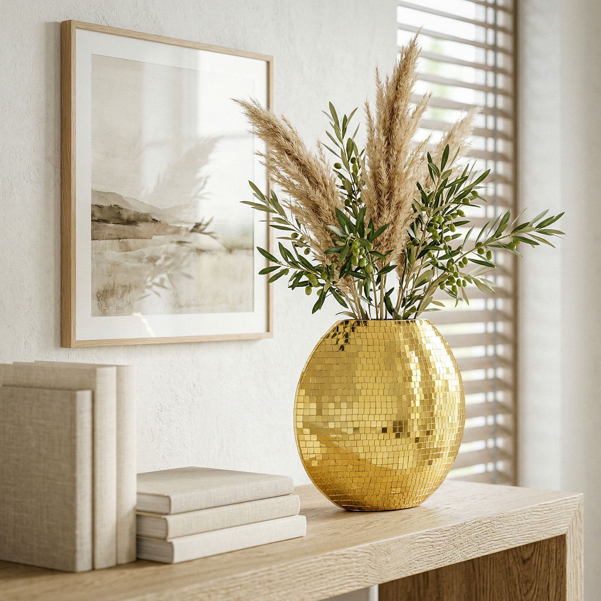 Tischvase Moskenes Metall Gold Ø 40 cm