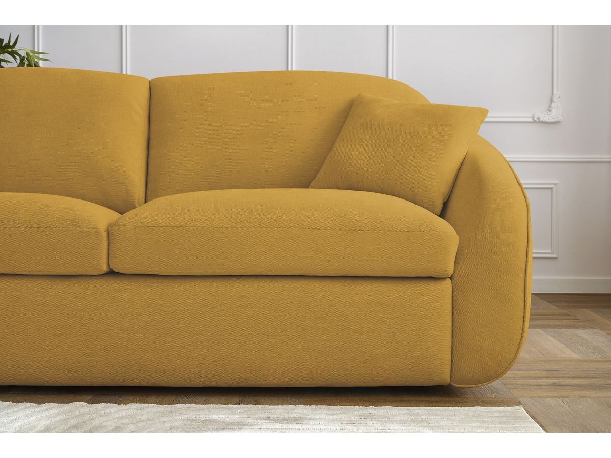 Bobochic Cezanne Schlafsofa 3-Sitzer Stoff Gelb, Liegefläche 140 × 194 cm