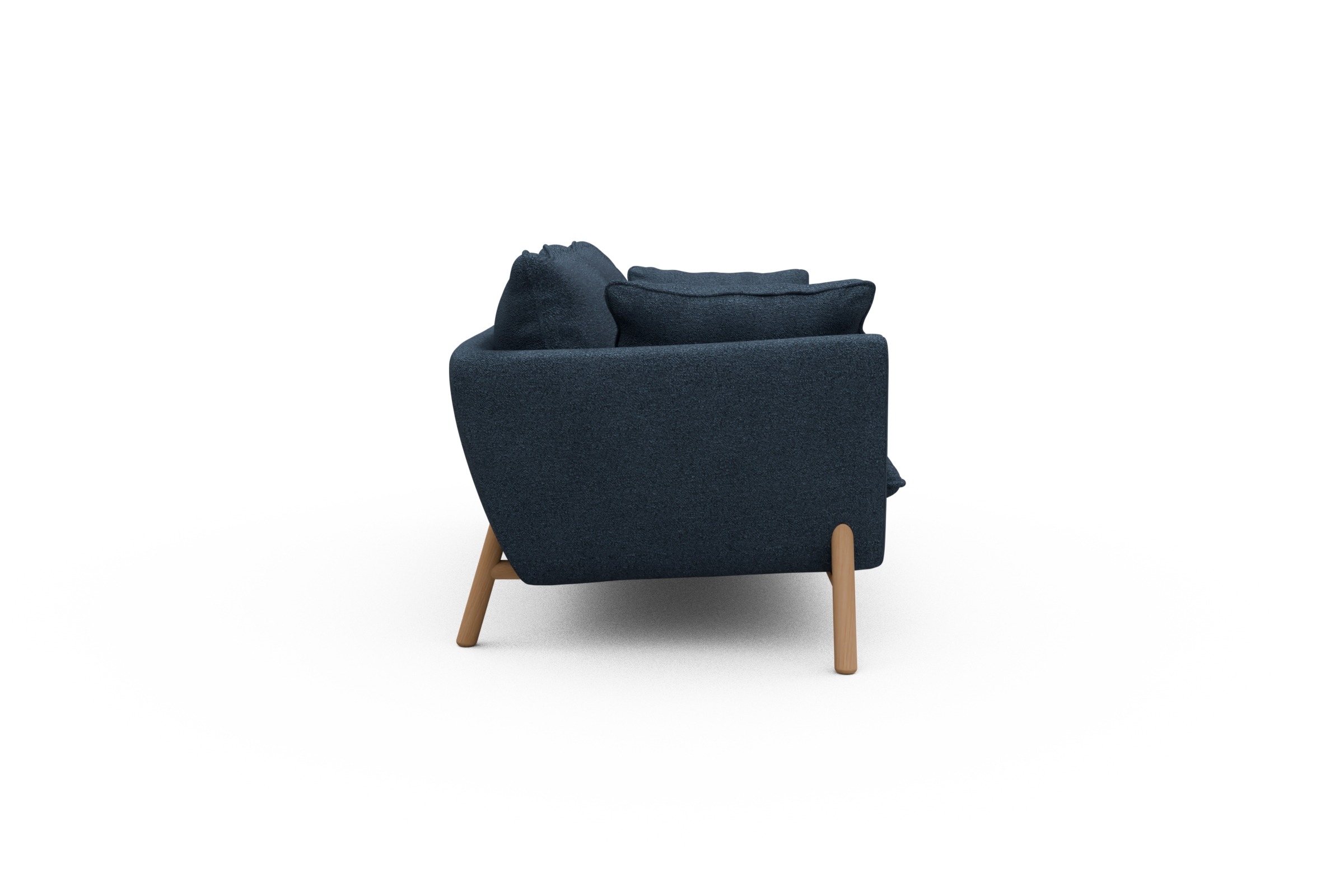Sofa Emil PREMIUM 2-Sitzer Beinfarbe Eiche Natur Boucle-Blue