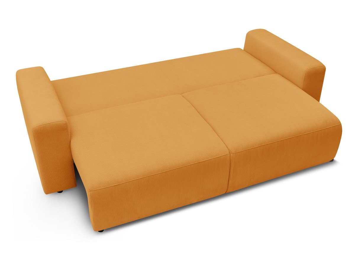 Bobochic Envy Schlafsofa 3-Sitzer mit Bettkasten und Pouf Cordsamt Gelb
