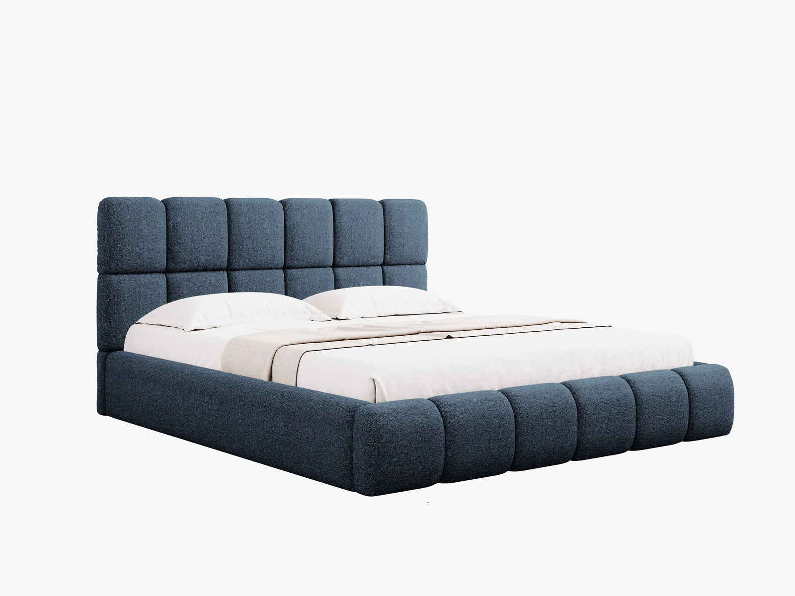 Micadoni Stauraumbett mit Kopfteil Bellis Chenille Haga Königsblau 180x200