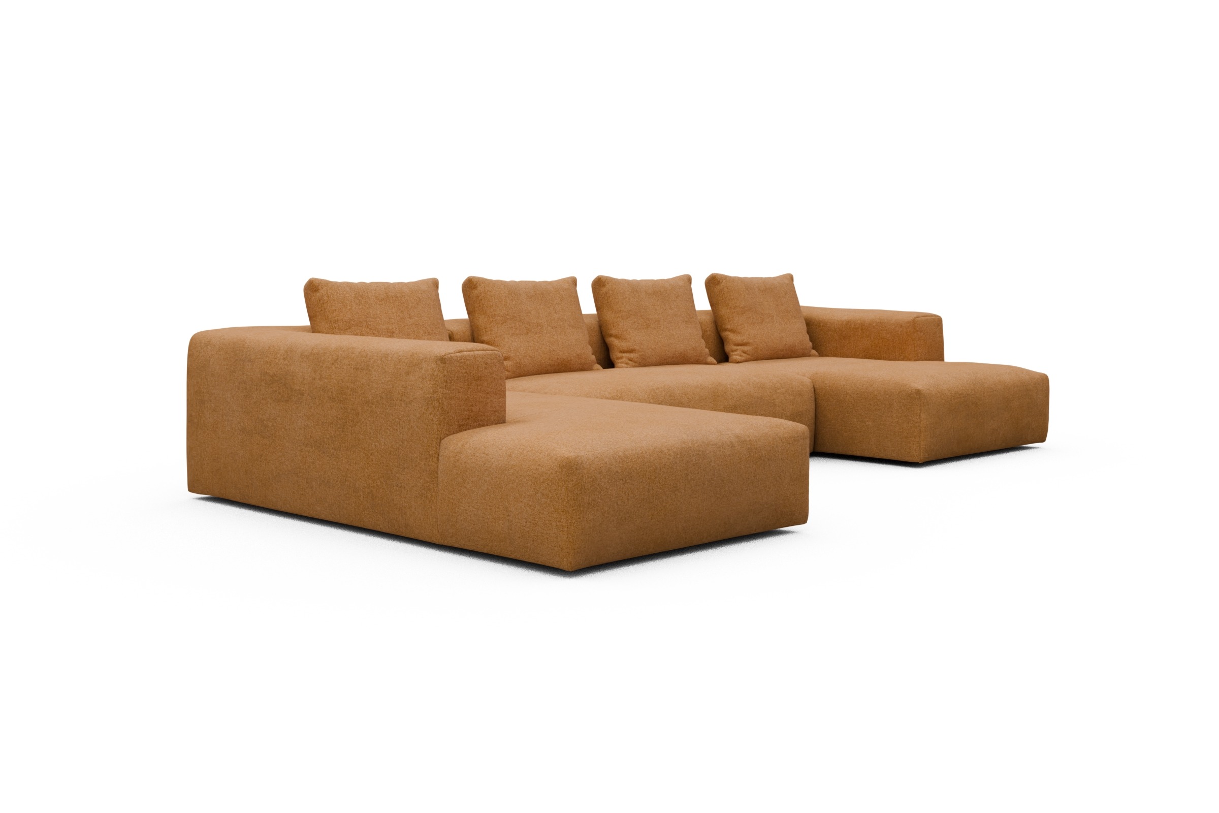 Wohnlandschaft Fred Relax-Ecke links mit 2-Sitzer und Chaiselongue rechts Strukturierter Stoff Casone 497-Warm-Yellow