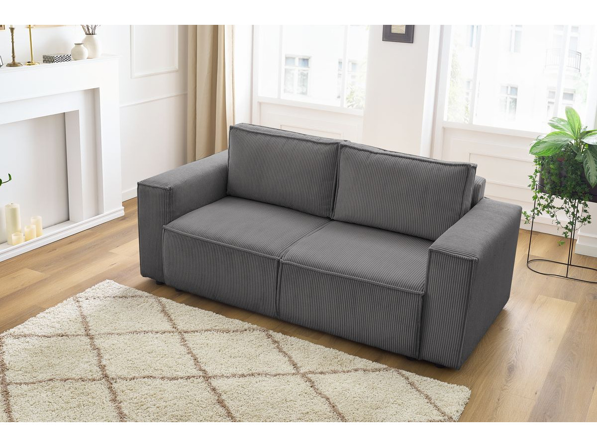 Bobochic Nihad Sofa 2-Sitzer Cordsamt Dunkelgrau