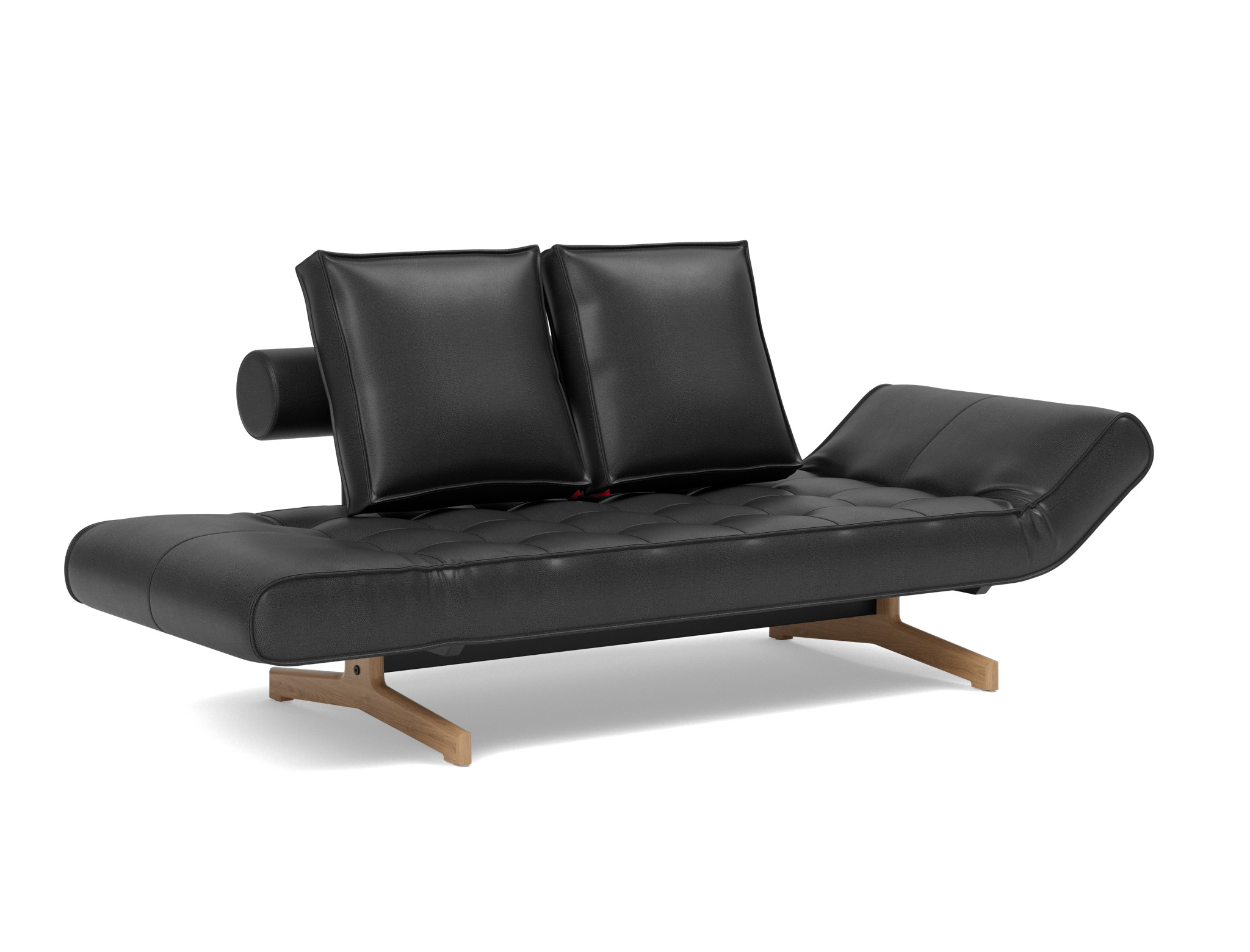 Tagesbett Ghia Lederoptik Faunal 550-Black Beine Eiche