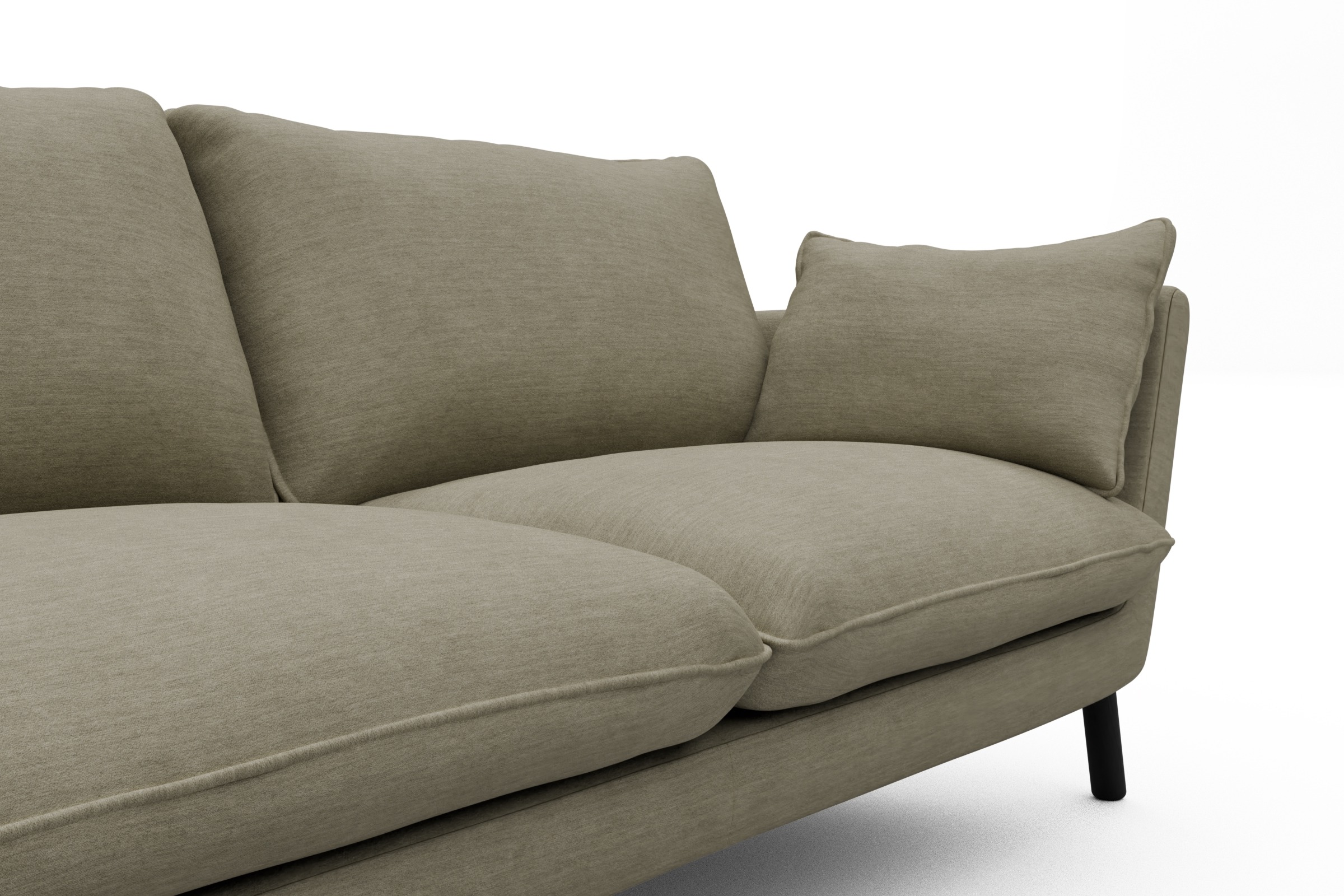 Sofa Emil 2-Sitzer Beinfarbe Eiche Schwarz Vivus-Dusty-Sand