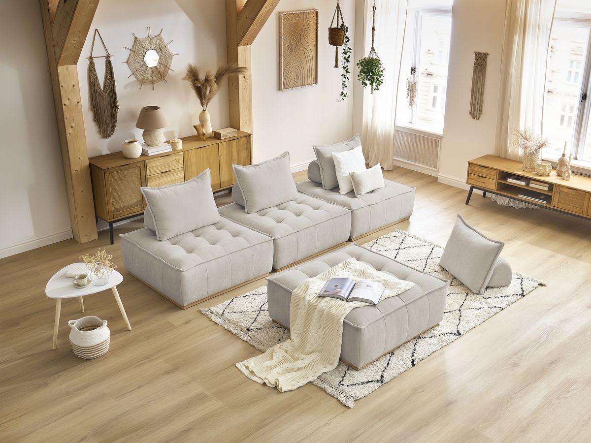 Bobochic Elisa Sofa 4-Sitzer Strukturstoff Beige