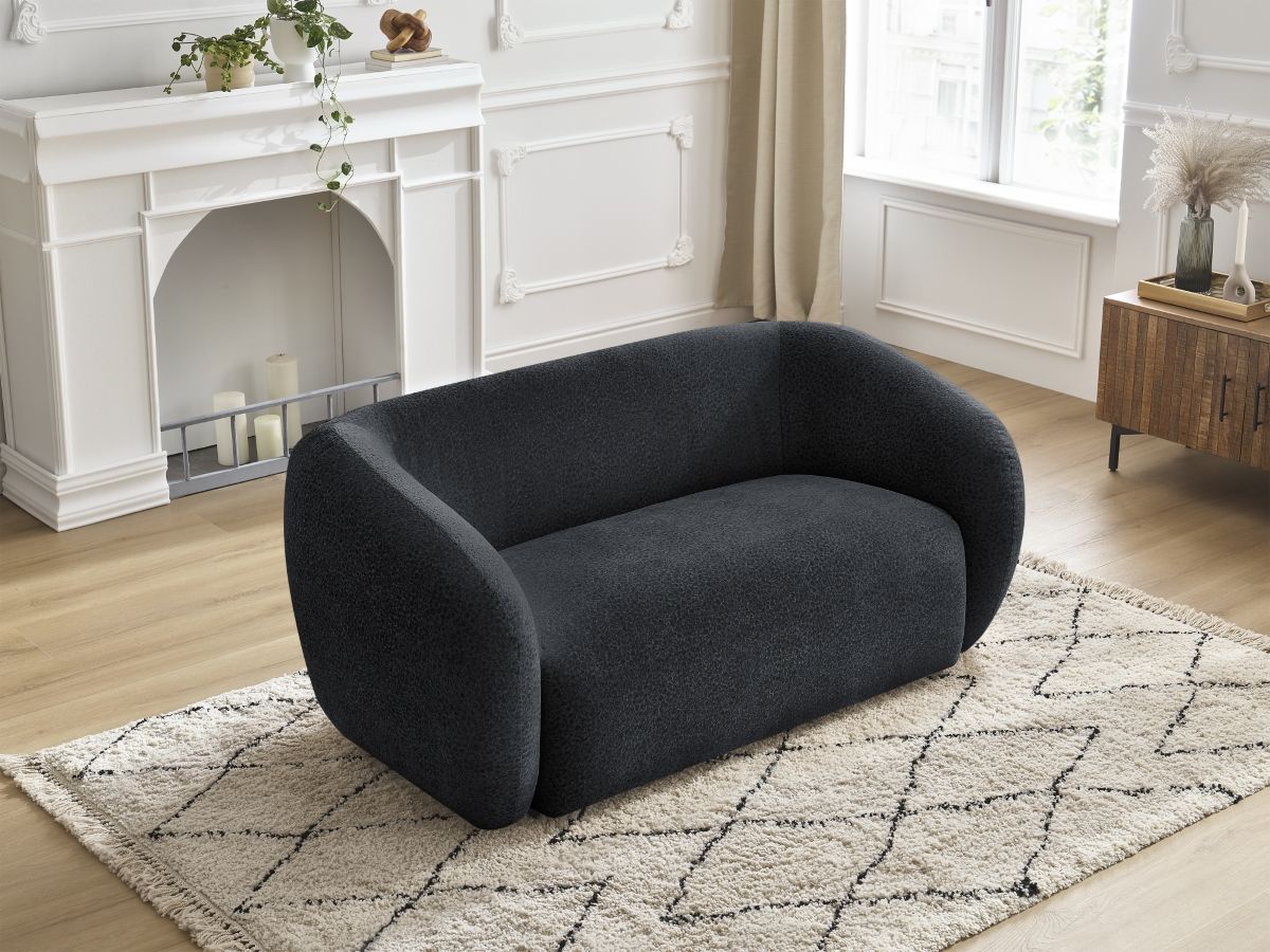 Bobochic Celine Sofa 2-Sitzer Strukturstoff Schwarz