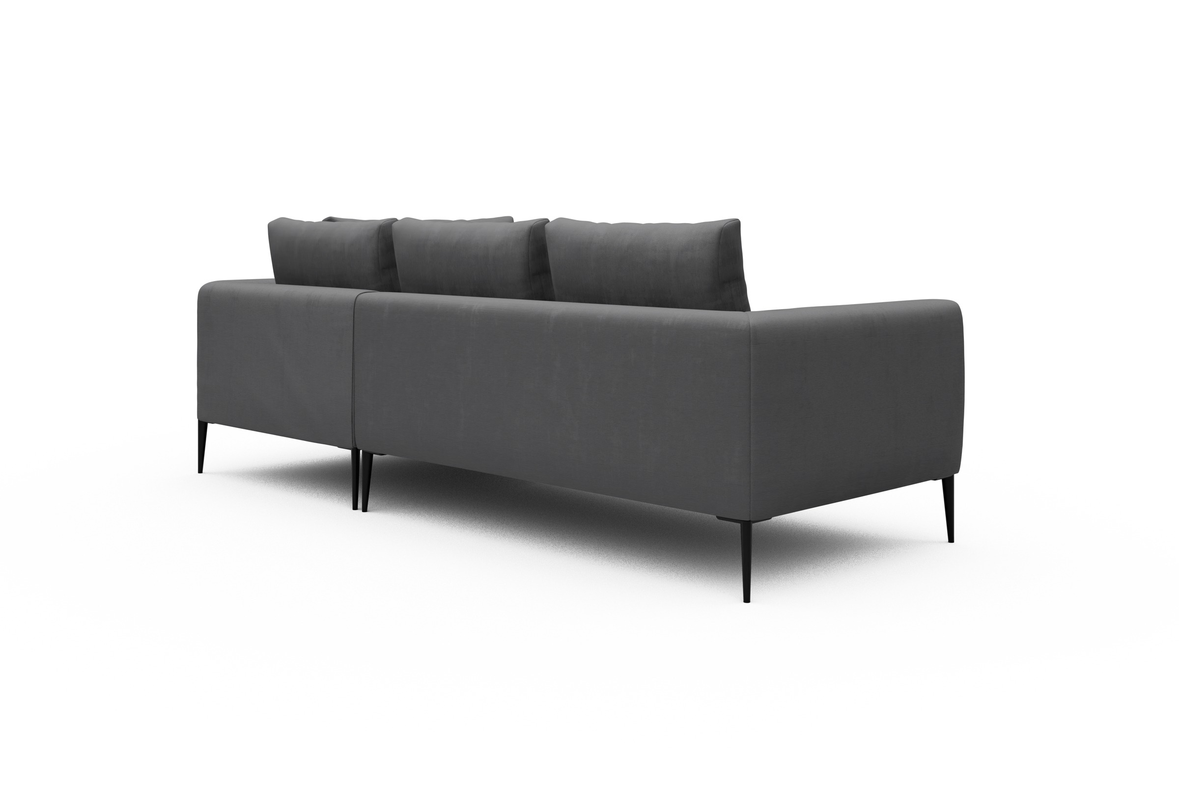 Ecksofa Paul Relax-Ecke rechts mit 2-Sitzer Cordufine-Grey