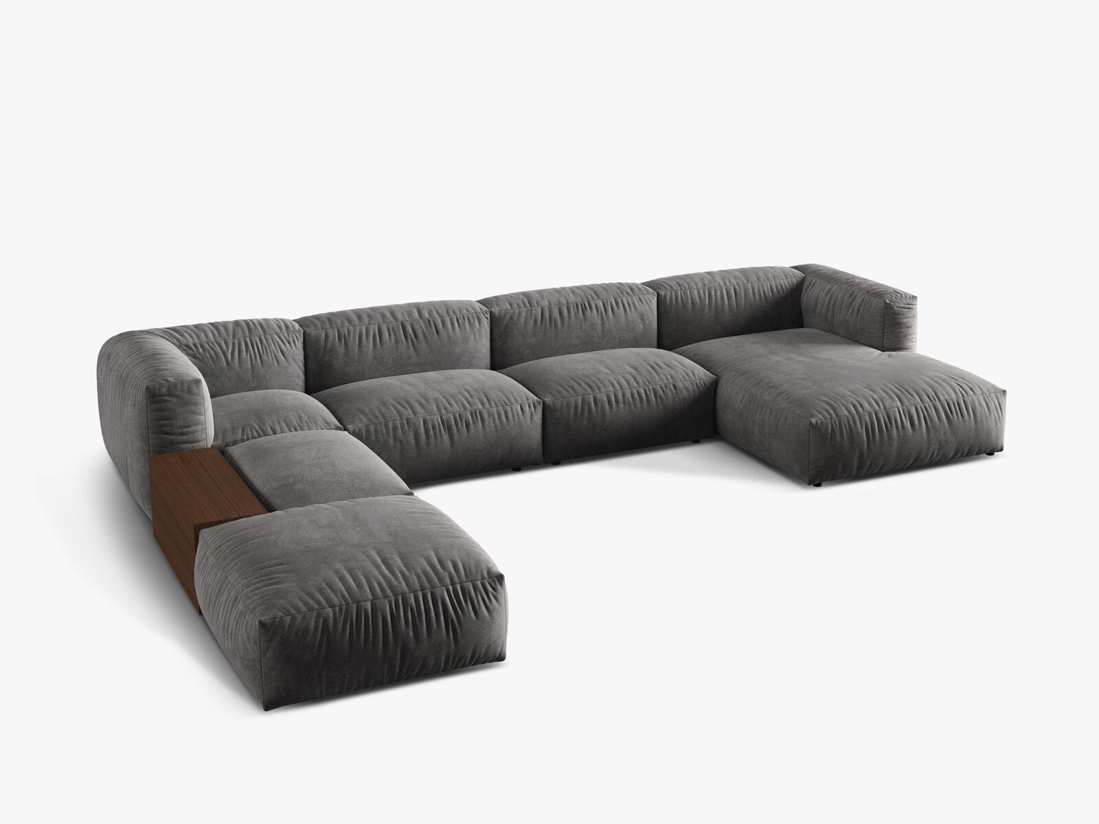 Micadoni Panorama-Ecksofa Martina 5-Sitzer Links Samt Grau