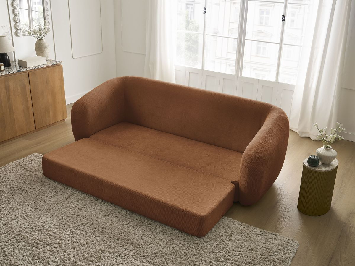 Bobochic Neyo Schlafsofa 3-Sitzer Stoff Orange