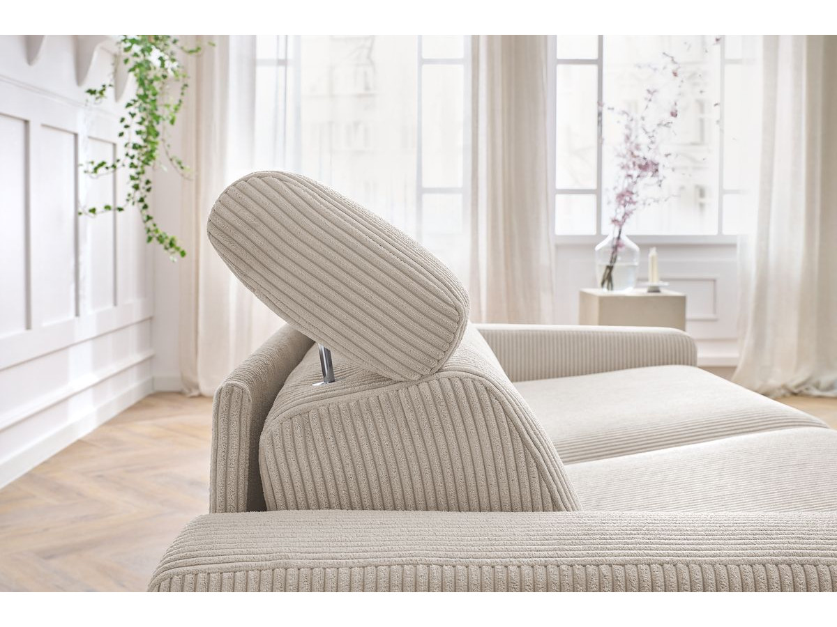 Bobochic Monaco Schlafsofa 3-Sitzer Cordsamt Beige, Liegefläche 140 × 190 cm