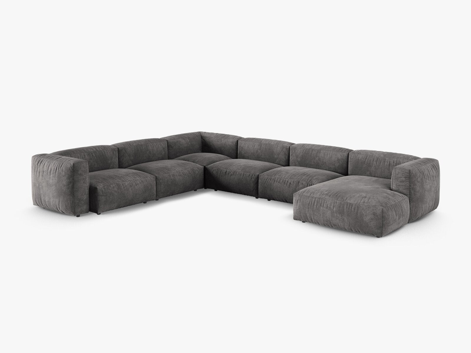 Micadoni modulares Ecksofa XL Martina 6-Sitzer 90cm Sitztiefe Links Samt Vogue Grau