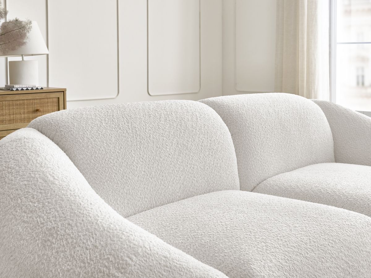 Bobochic Tina Sofa 2-Sitzer Bouclé-Stoff Weiß