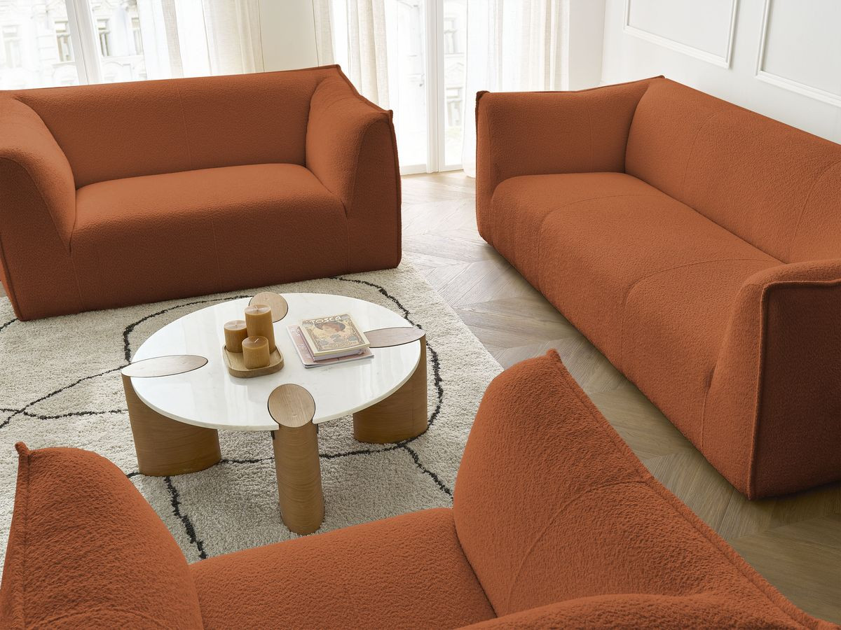 Bobochic Giorgia Sofa 5-Sitzer 534 × 100 cm Bouclé-Stoff Orange