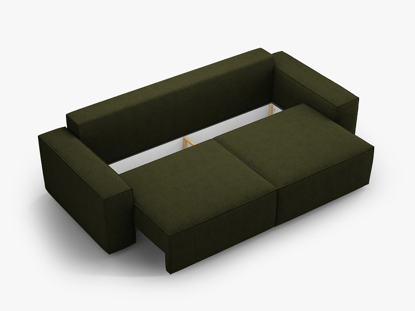 Micadoni Schlafsofa Jodie 3-Sitzer Boucle Dunkel-Olivgrün