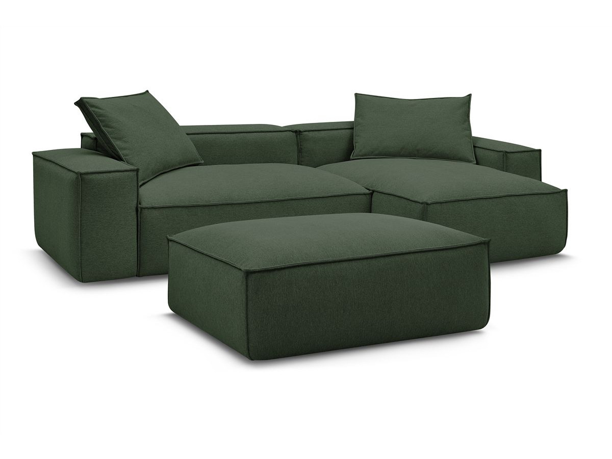 Bobochic Boheme Ecksofa mit Pouf Melange-Stoff Grün