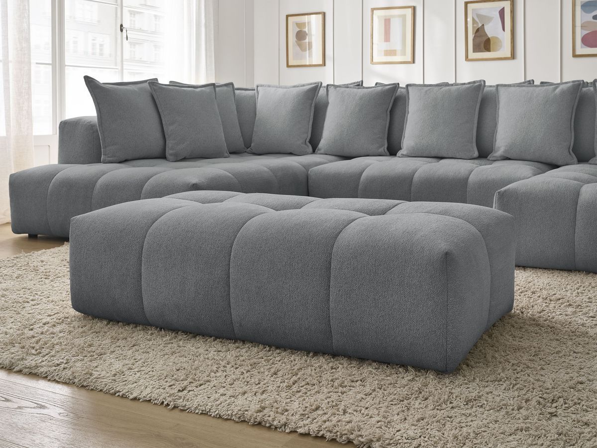 Bobochic Everest Wohnlandschaft mit Pouf, 14 Kissen Melange-Stoff Dunkelgrau Ecke rechts