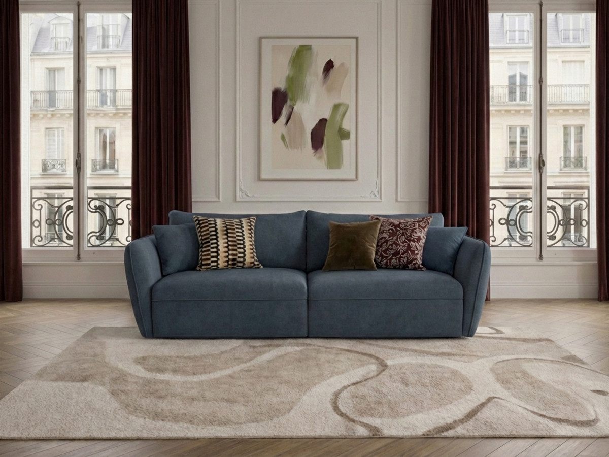 Bobochic Luigi Sofa 3-Sitzer Strukturstoff Blau