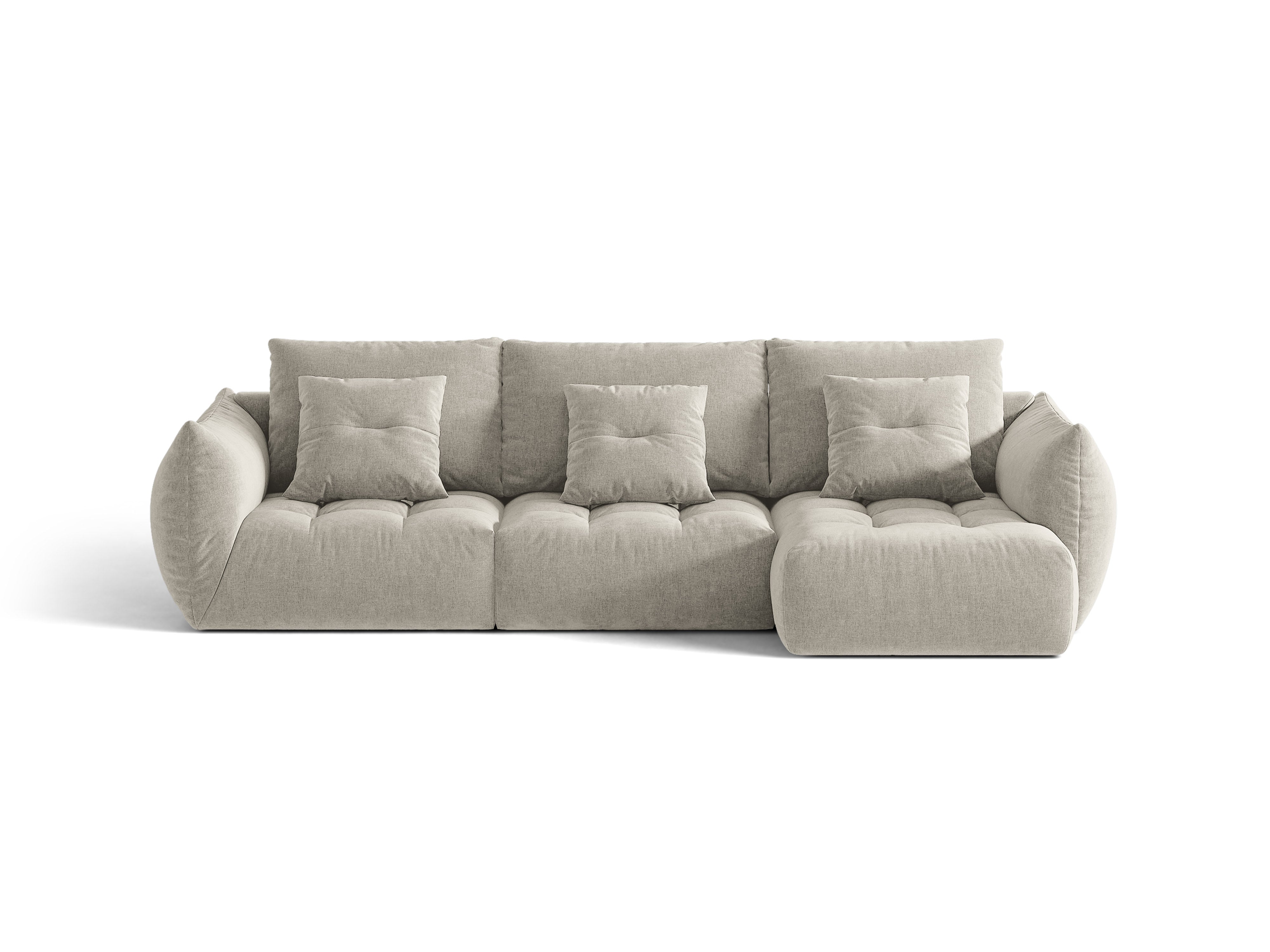 Micadoni Bloom Ecksofa 6-Sitzer Rechts Strukturierter Stoff Wind Hellgrau