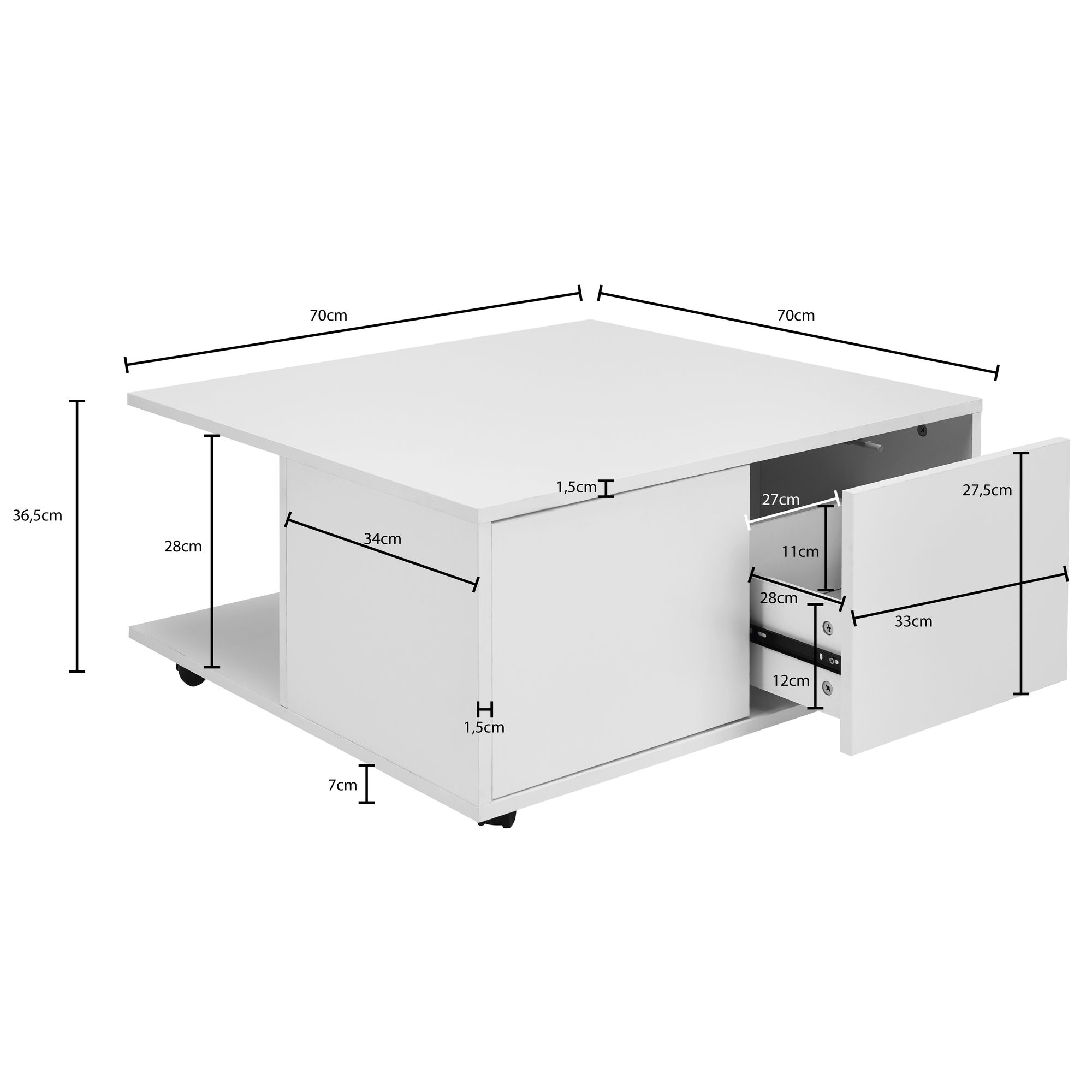 Couchtisch Spjald Weiß 70 × 70 × 36,5 cm
