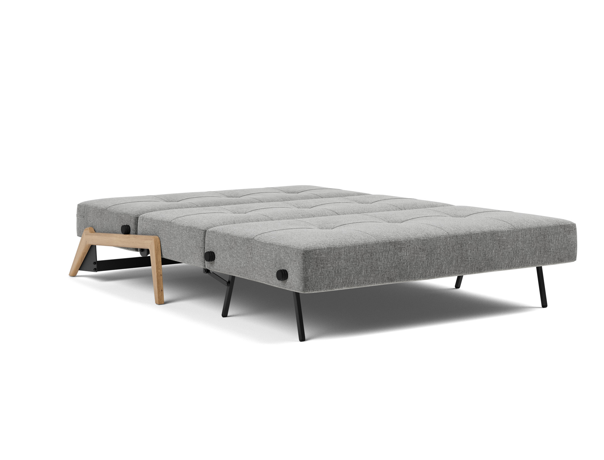 Schlafsofa Cubed 140 Strukturierter Stoff Twist 563-Charcoal Beine Eiche