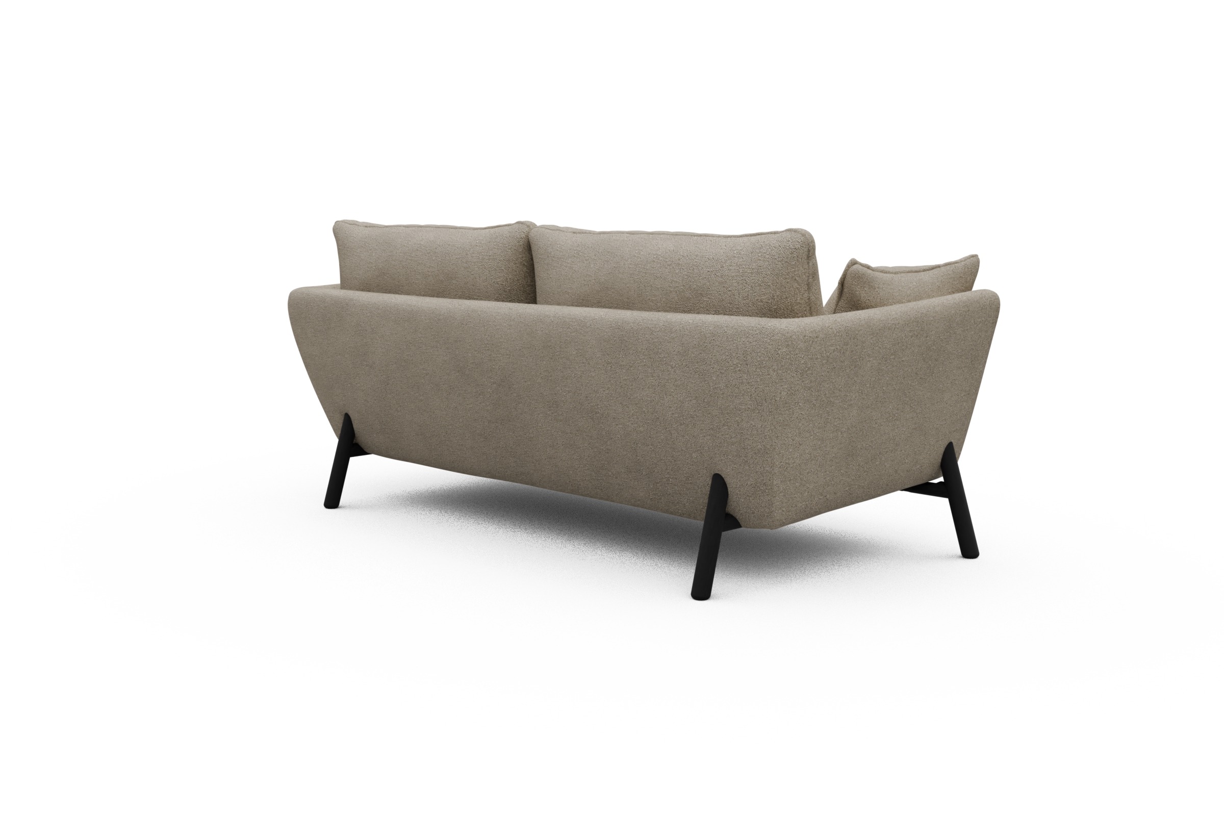 Sofa Emil 2-Sitzer Beinfarbe Eiche Schwarz Boucle-Beige