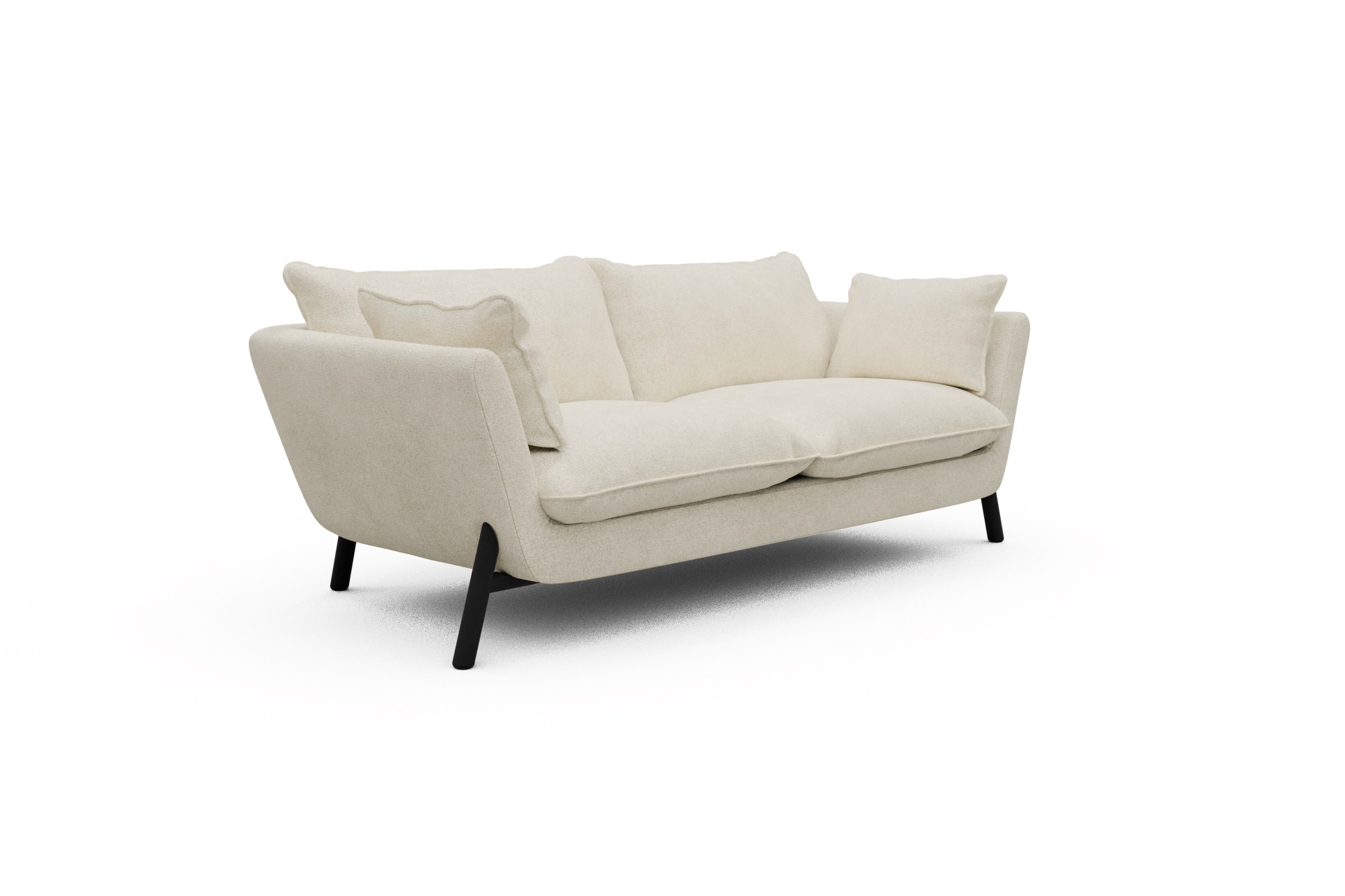 Sofa Emil PREMIUM 2-Sitzer Beinfarbe Eiche Schwarz Boucle-Off-White