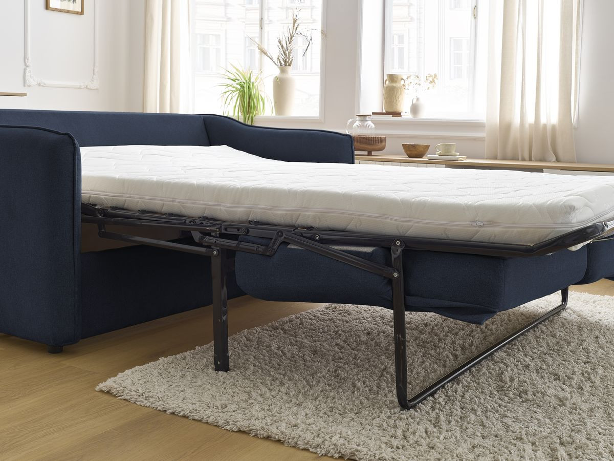 Bobochic Lenny Schlafsofa 3-Sitzer Stoff Dunkelblau