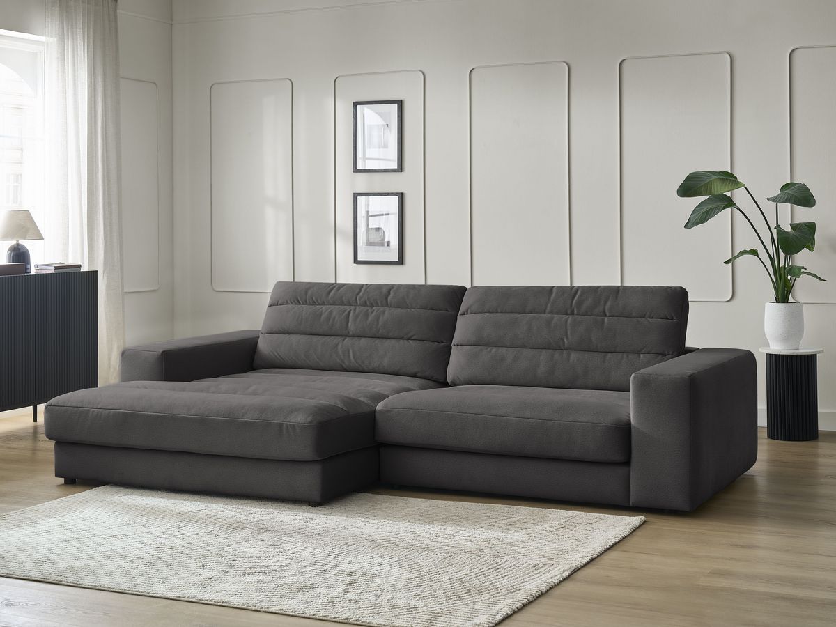 Bobochic Sierra Ecksofa Samt Schwarz Ecke links