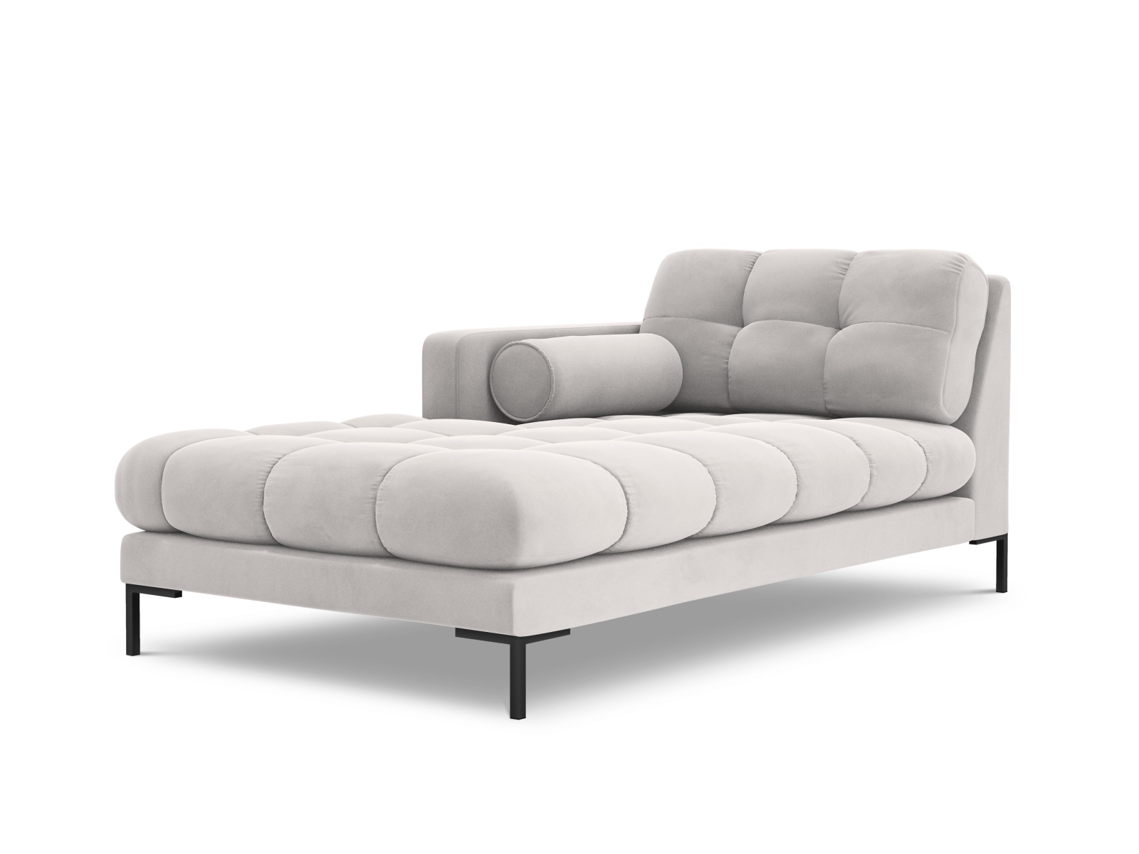 Cosmopolitan Design Chaiselongue Bali Samt Bluvel Silber Links Beine Schwarzes Metall