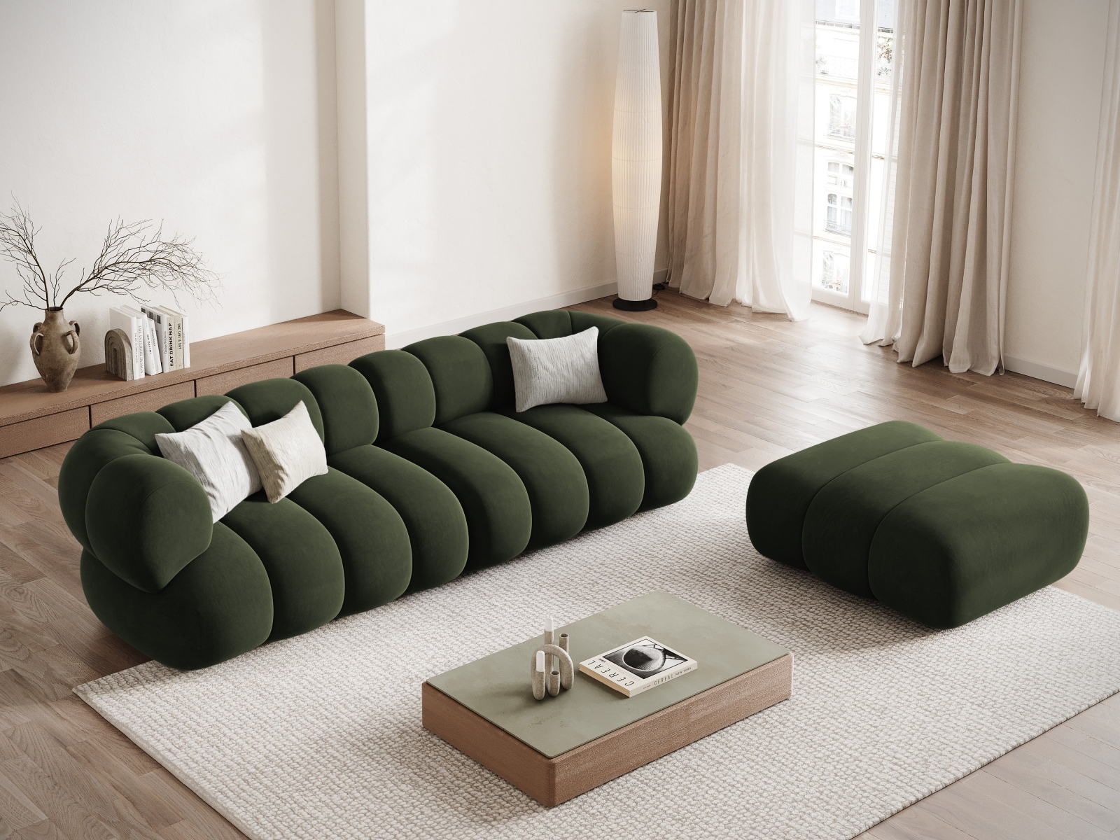 Cosmopolitan Design Sofa Koge 4-Sitzer Samt Vogue Grün