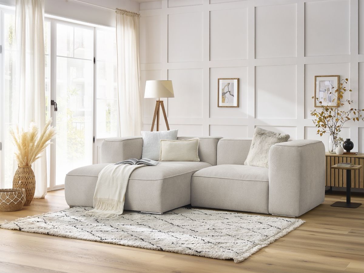 Bobochic Zephyr Ecksofa 260 × 165 cm Strukturstoff Beige Ecke links