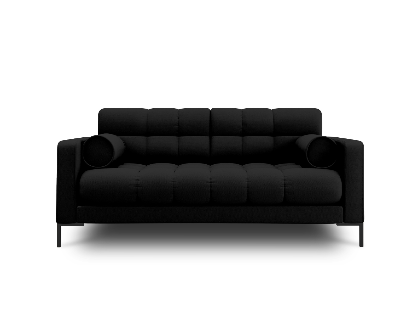 Cosmopolitan Design Sofa Bali 2-Sitzer Strukturierter Stoff Neve Schwarz Beine Schwarzes Metall