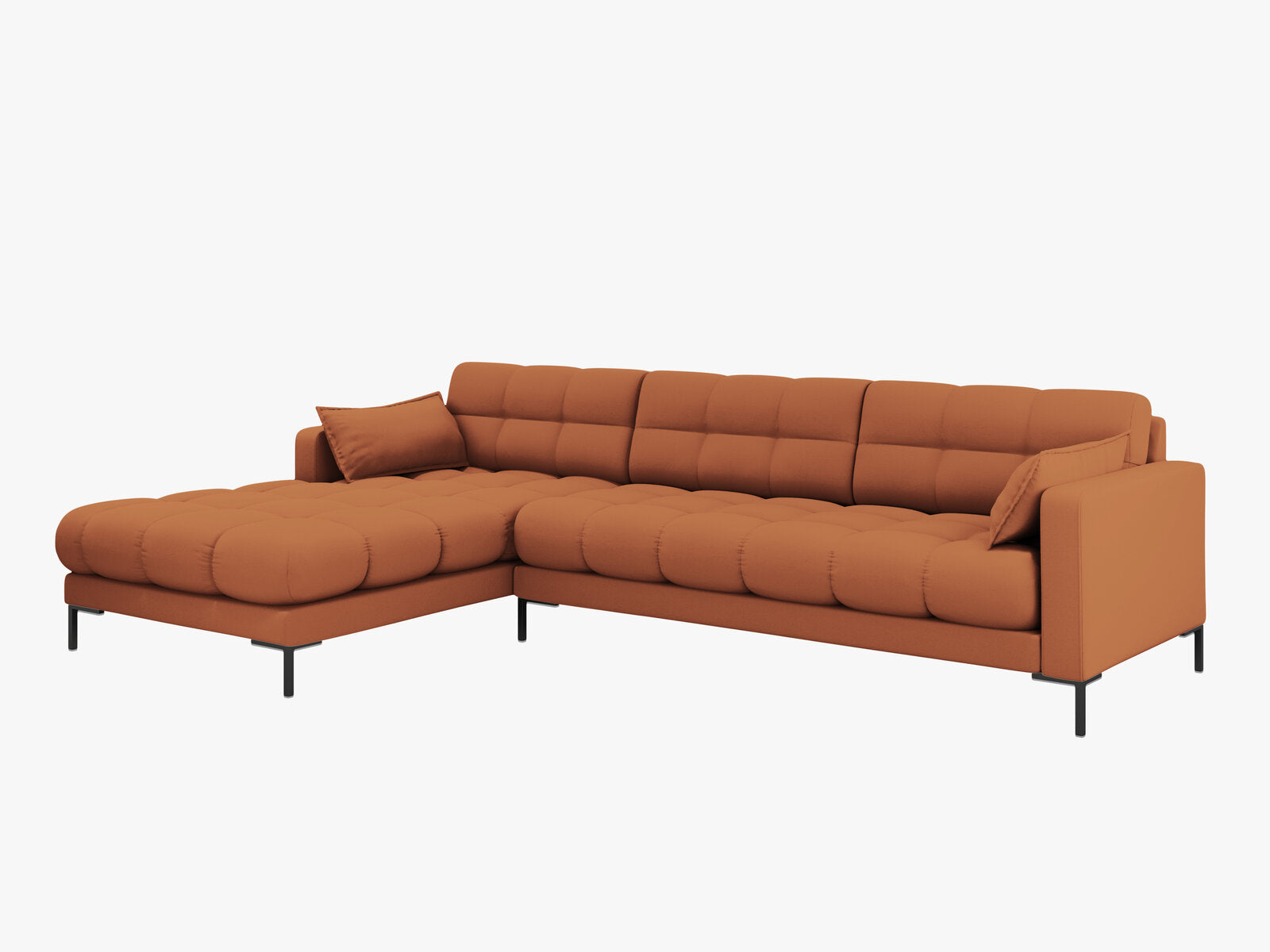 Micadoni Ecksofa Mamaia 5-Sitzer Links Strukturierter Stoff Neve Ziegel schwarze Beine