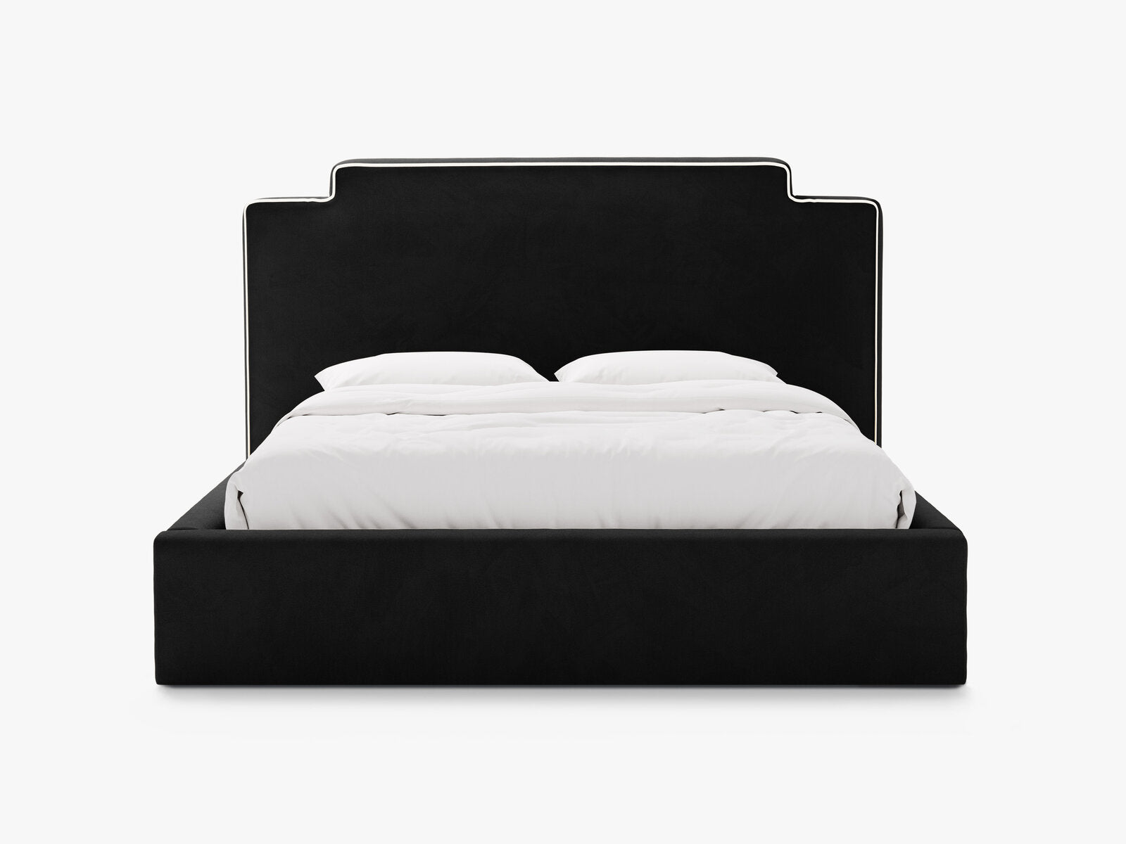 Micadoni Princess Samtbett mit Bettkasten und Kopfteil Samt Magic Velvet Elfenbein / Schwarz 140x200