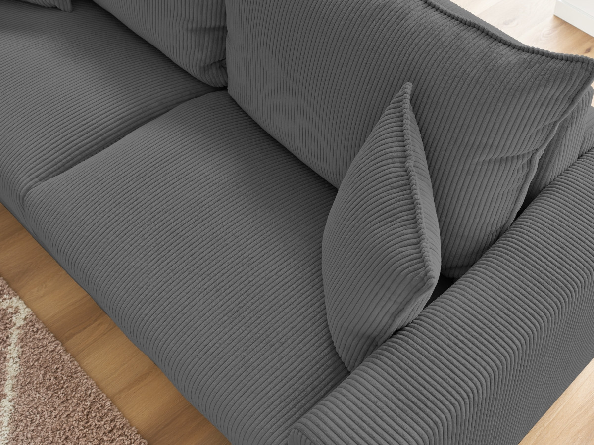 Bobochic Augustin Schlafsofa 3-Sitzer Cordsamt Dunkelgrau, Liegefläche 140 × 200 cm