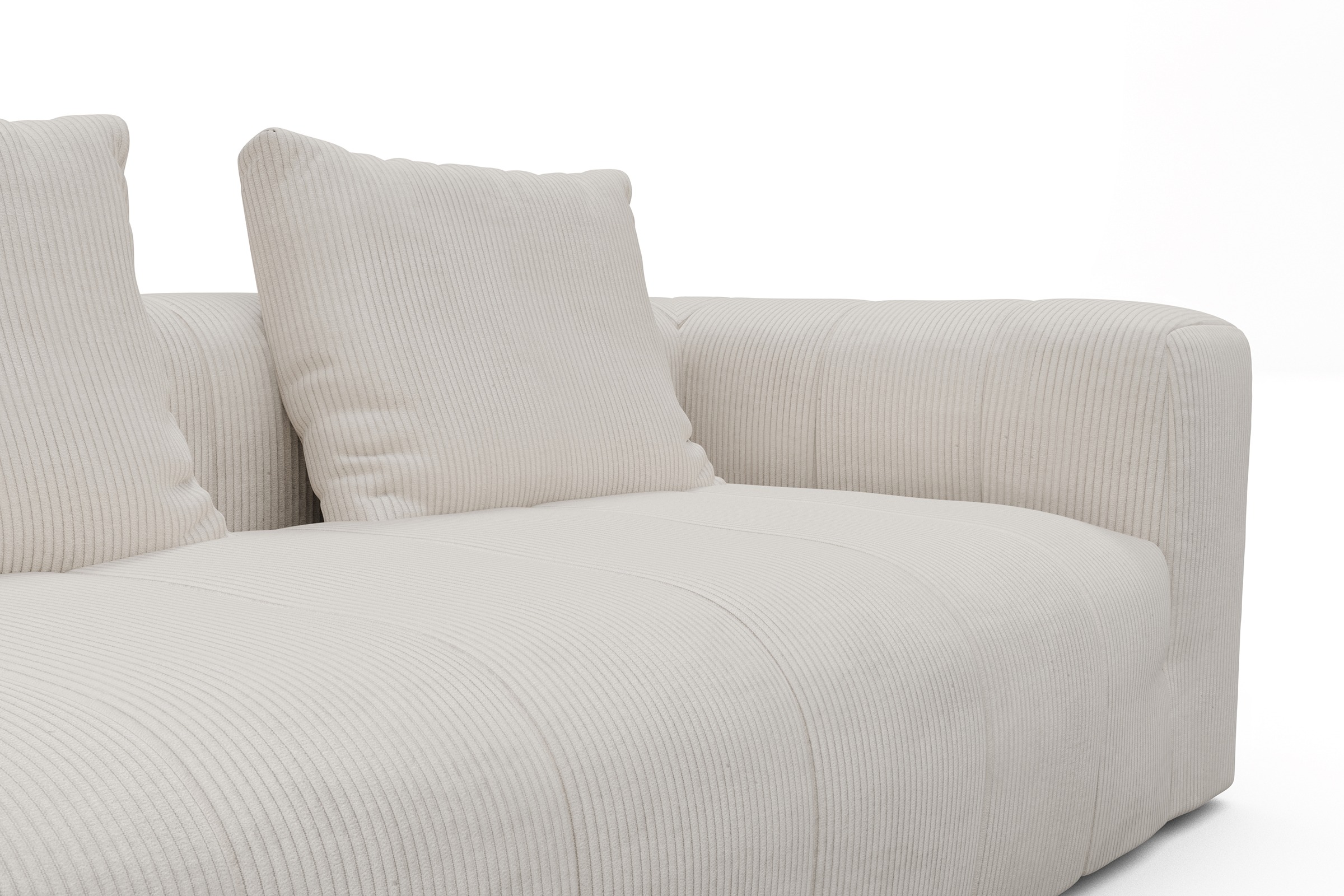 Ecksofa Hugo 2,5-Sitzer Armlehne rechts mit Chaiselongue Corduroy-Ivory
