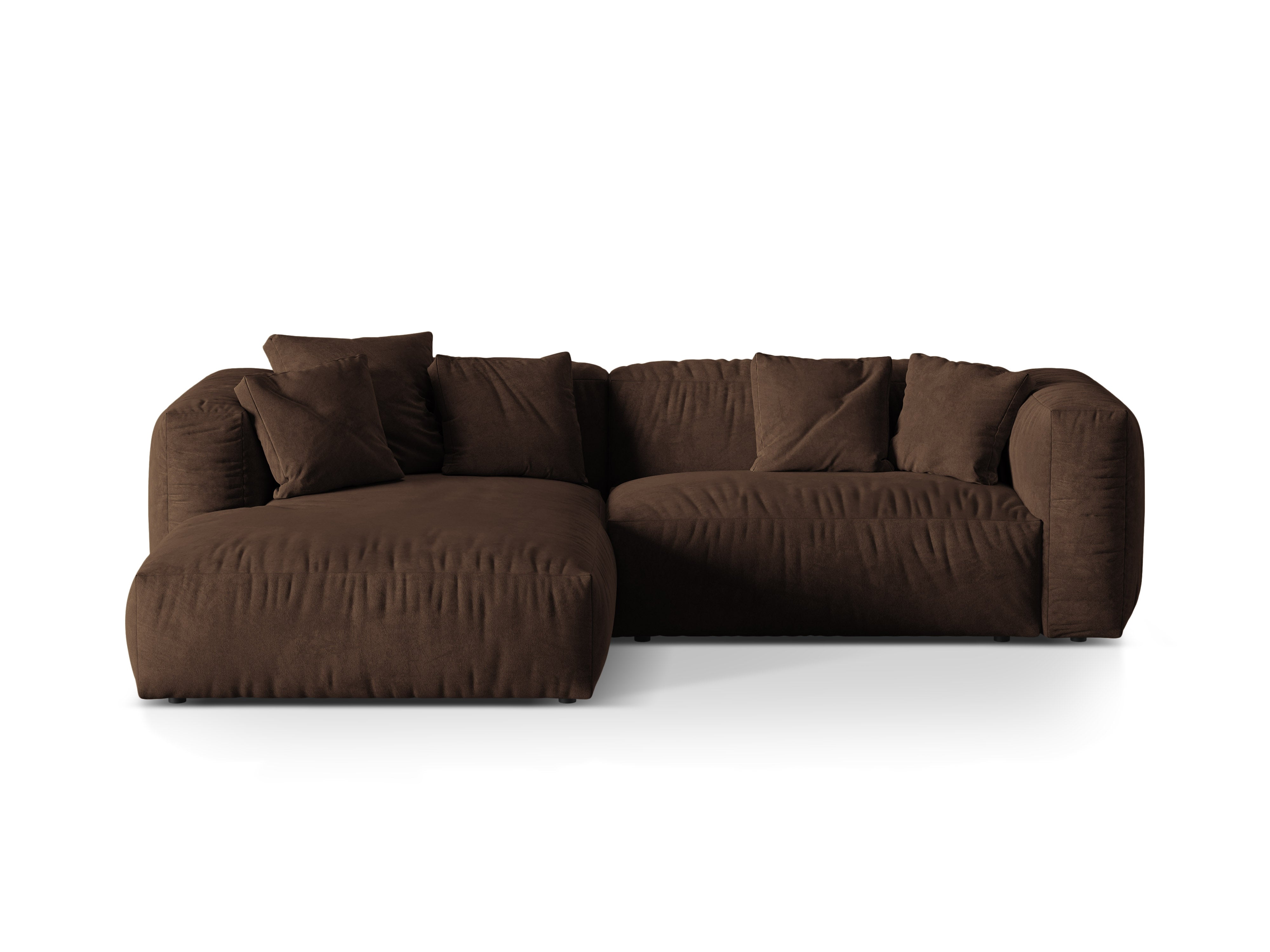 Micadoni Ecksofa Martina 2-Sitzer Samt Vogue Schokolade Links