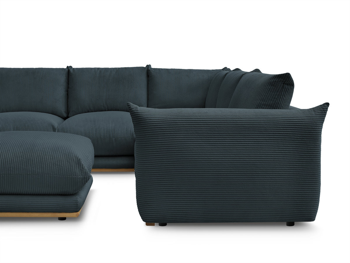 Bobochic Ernest Ecksofa mit Pouf Cordsamt Blau