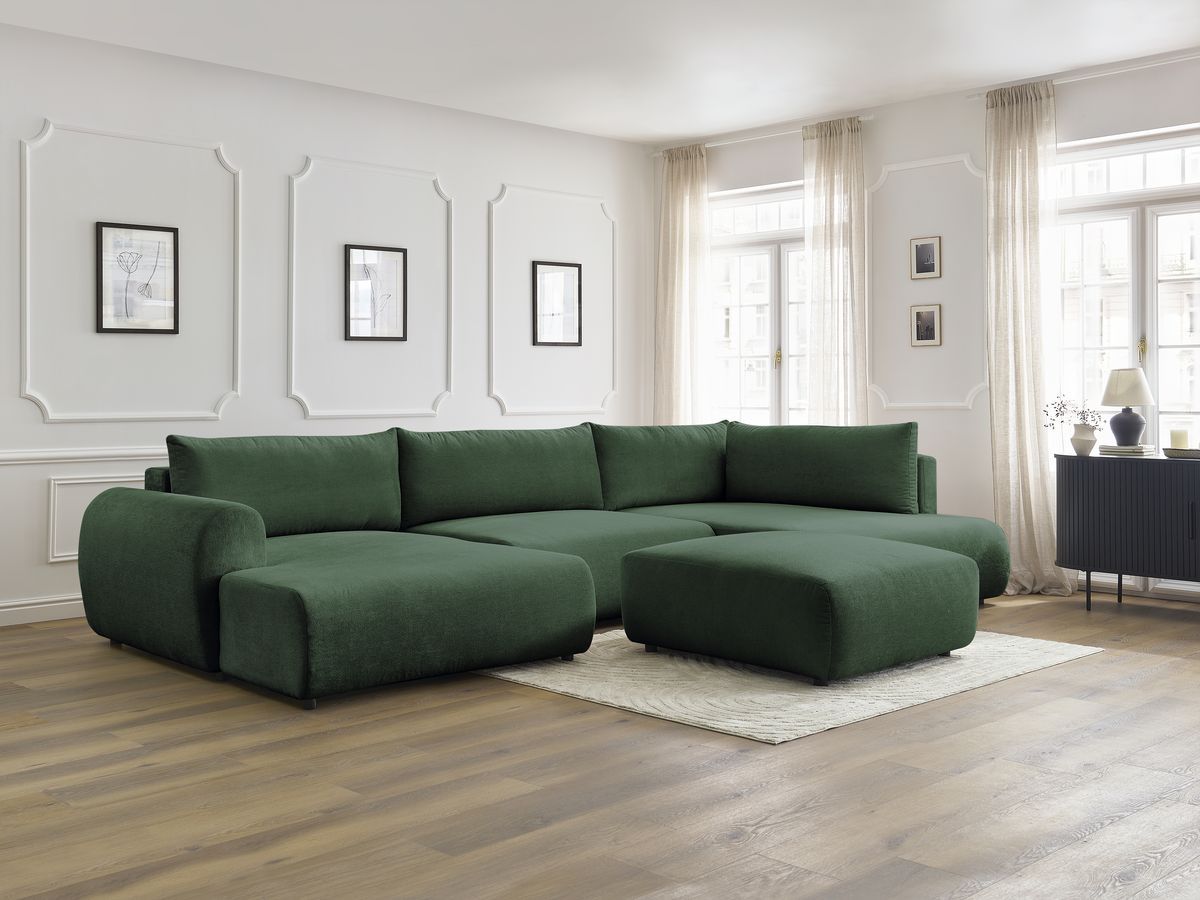 Bobochic Lucien Wohnlandschaft mit Pouf Stoff Grün Ecke links