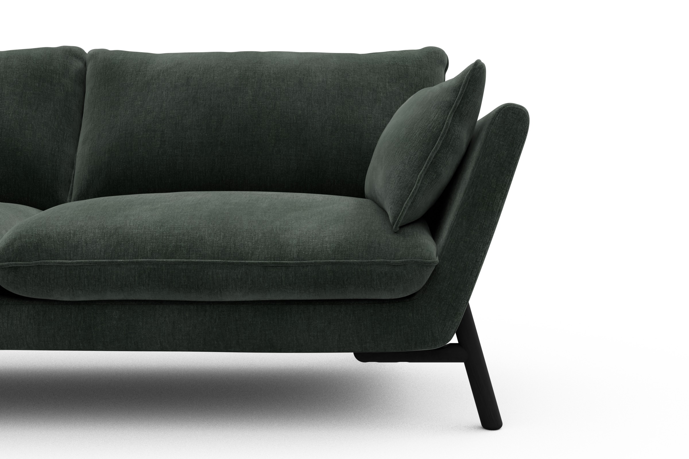 Sofa Emil 3-Sitzer Beinfarbe Eiche Schwarz Smooth-Laurel-Green