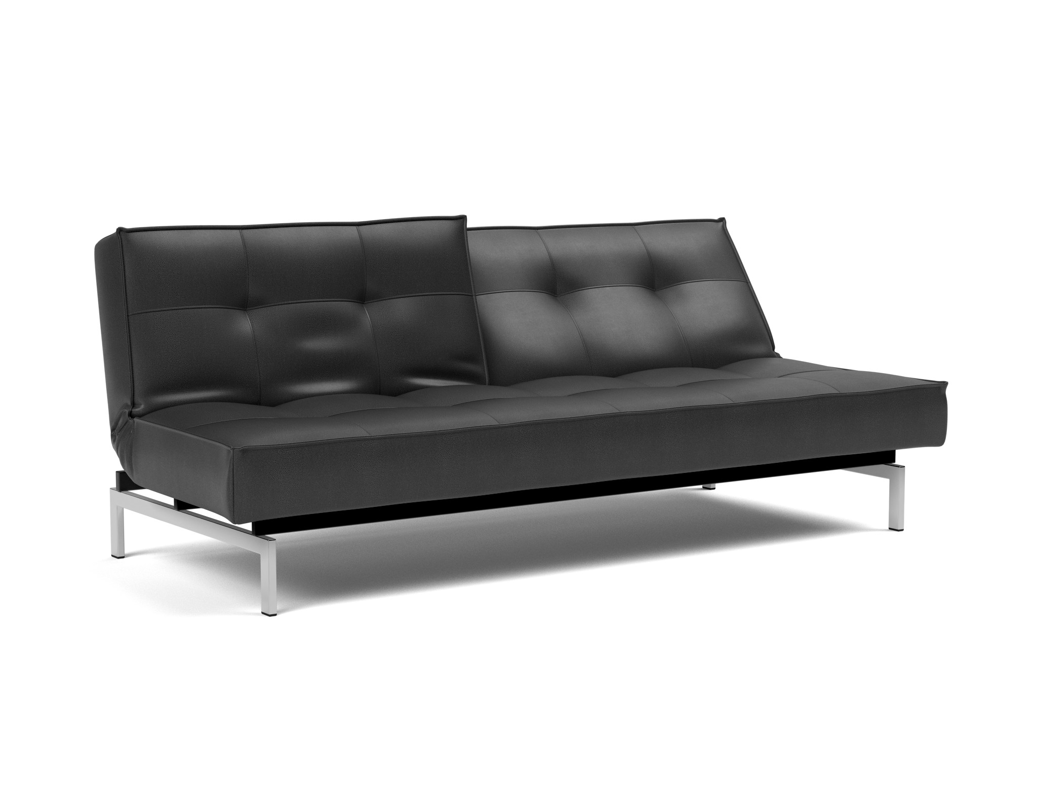 Schlafsofa Splitback Lederoptik Faunal 550-Black Beine Chrom